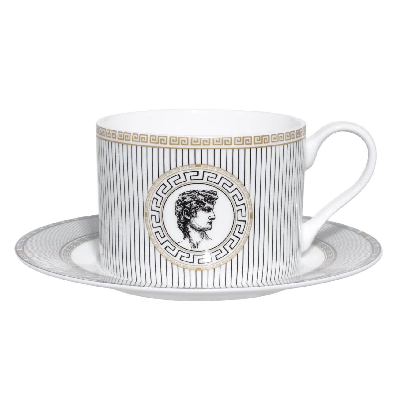 Пара чайная, 1 перс, 2 пр, 350 мл, фарфор F, бело-черная, Давид, Apollo изображение № 1