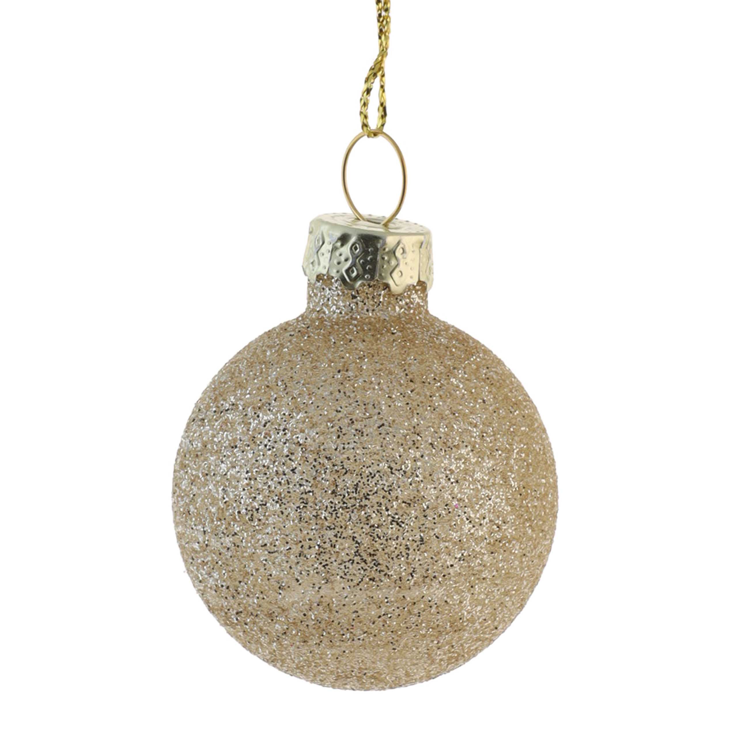 Набор елочных игрушек, 4 см, 8 шт, стекло, золотистый, Шар, Ball sparkle, image-2