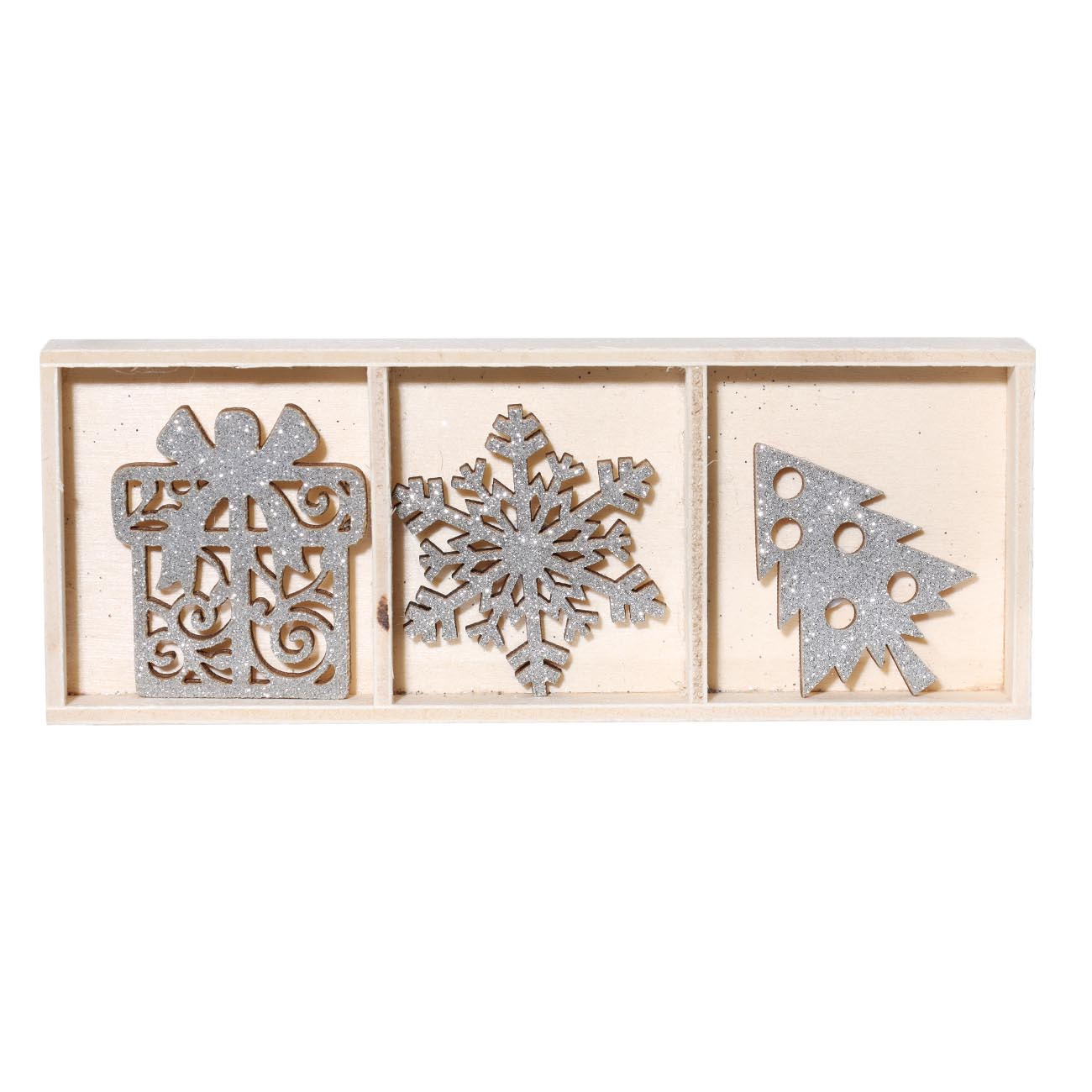 

Украшение декоративное, 4 см, 9 шт, дерево, Елка/Снежинка/Домик, Christmas