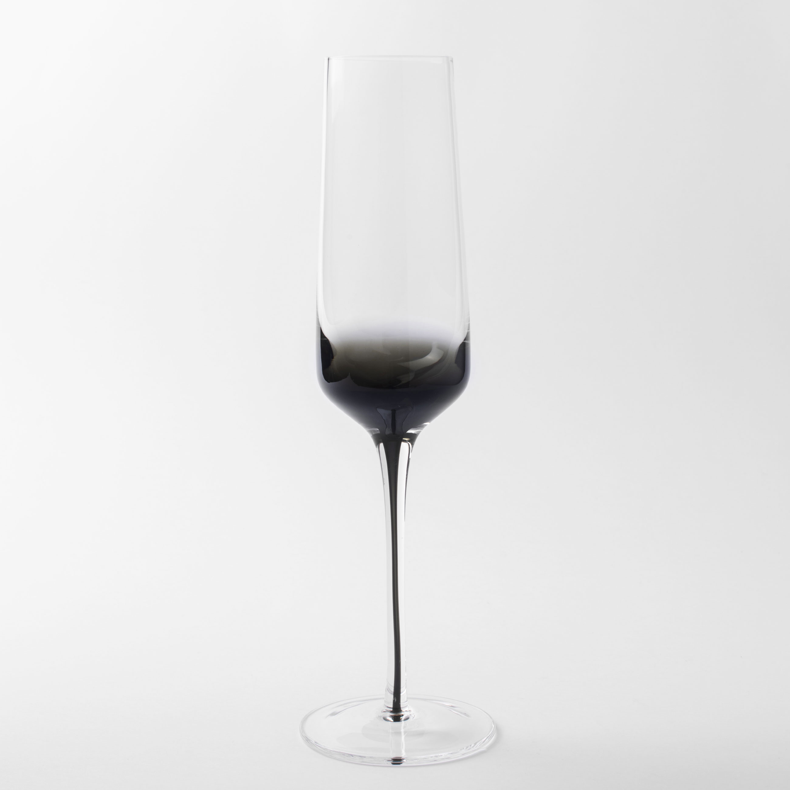 Бокал для шампанского, 220 мл, 2 шт, стекло, серый градиент, черная ножка, Stone color изображение № 4