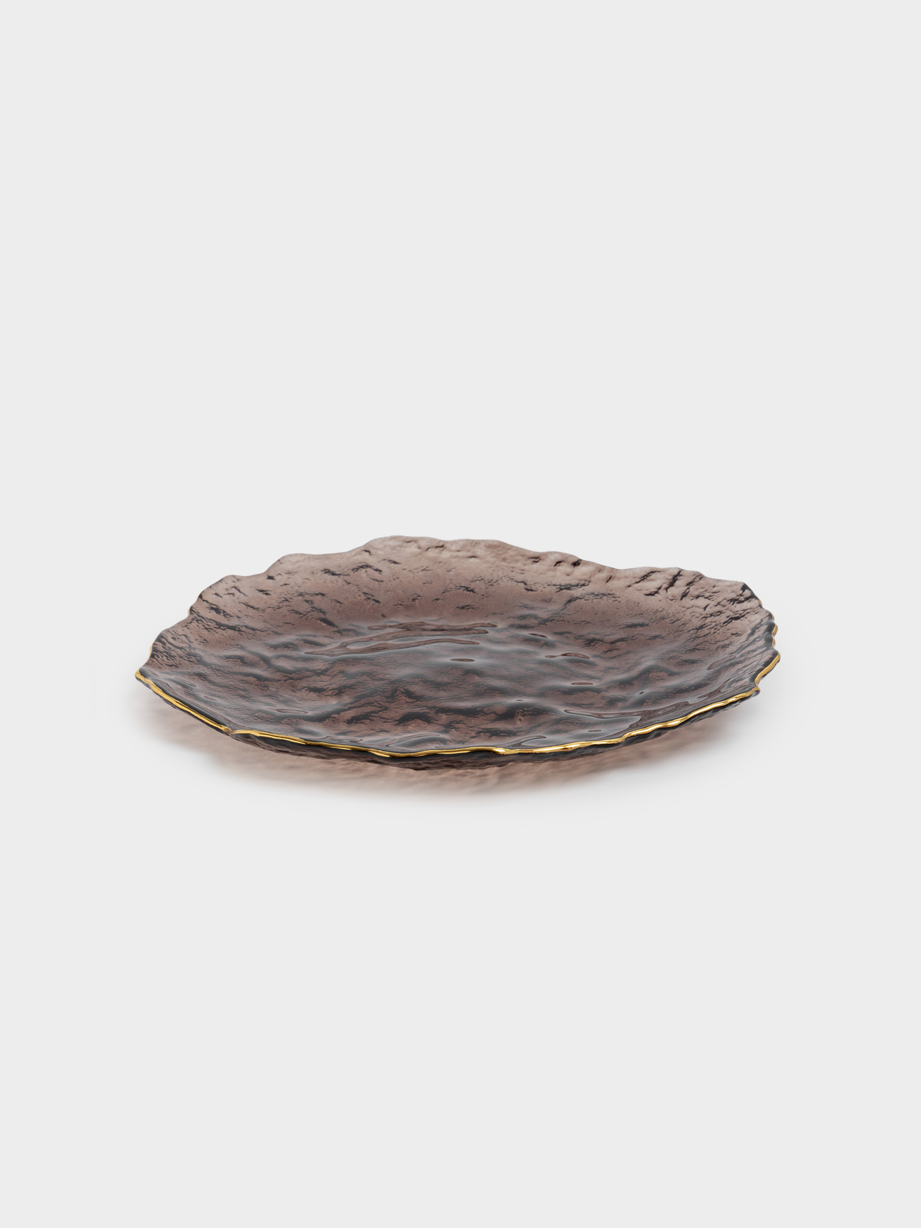 Блюдо, 26х3 см, стекло, коричневое, с золотистым кантом, Nautilus color, image-4