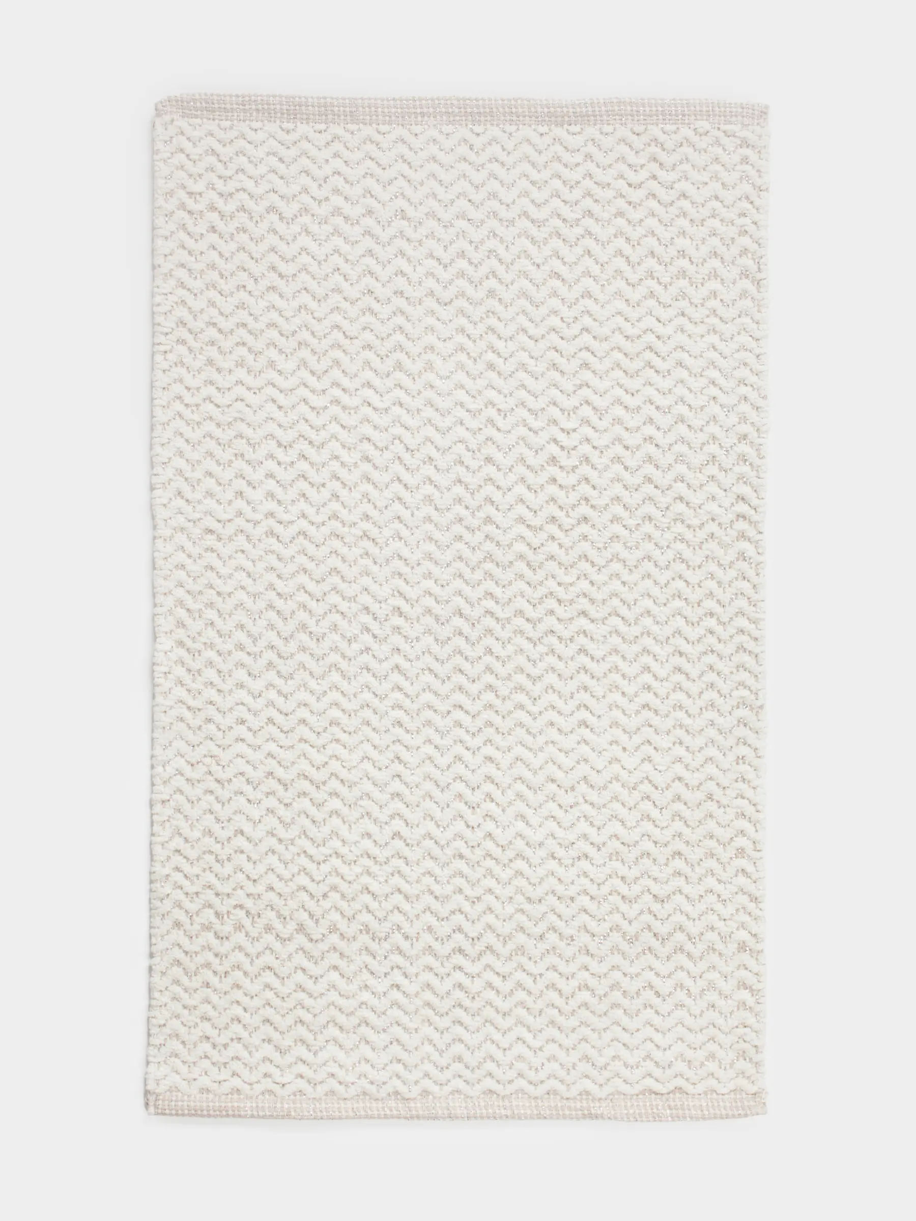 Коврик, 50х80 см, хлопок, молочно-бежевый, Зигзаги с люрексом, Shiny threads, image-0
