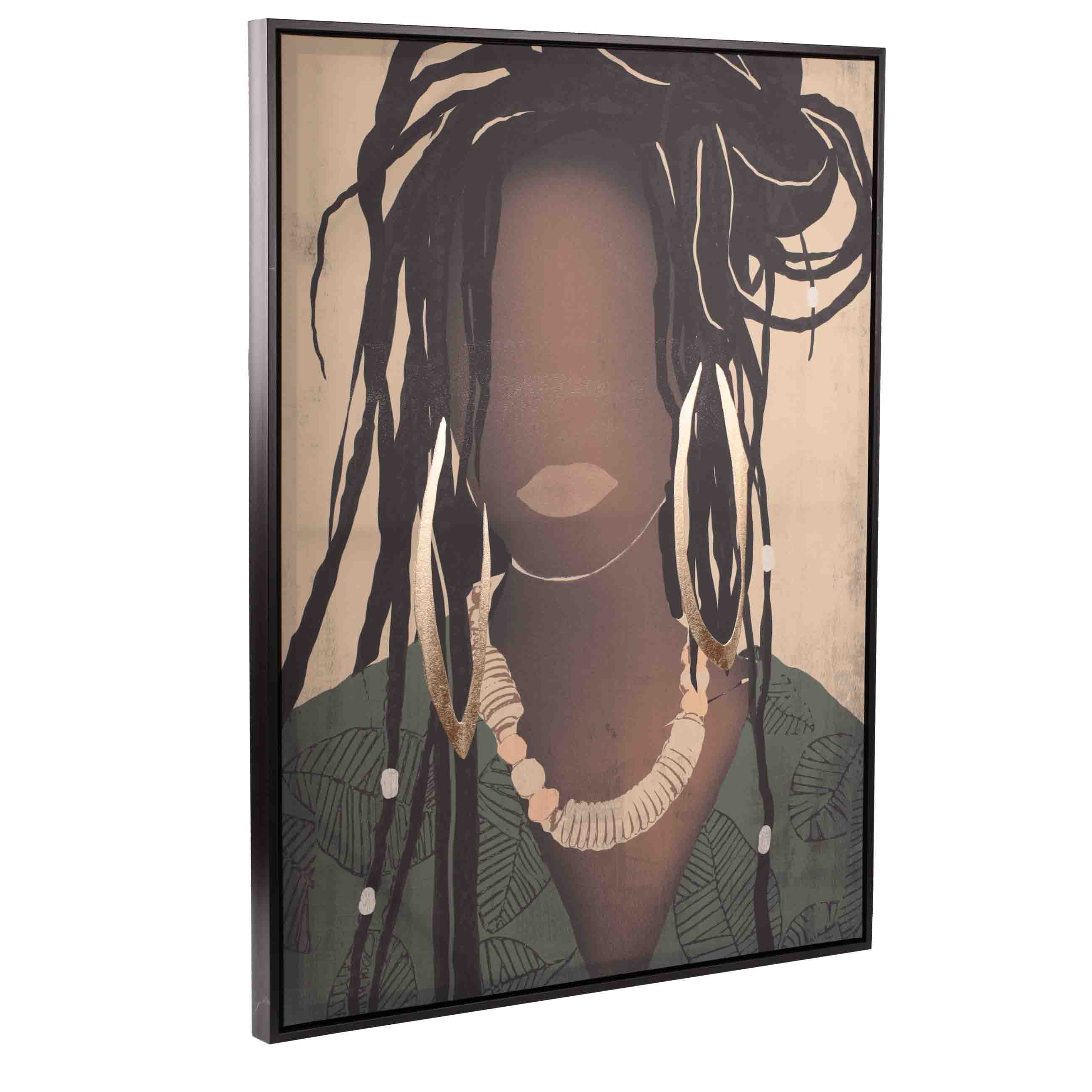 Картина в раме, 75х100 см, холст, Девушка с золотистыми серьгами, Abstract изображение № 2