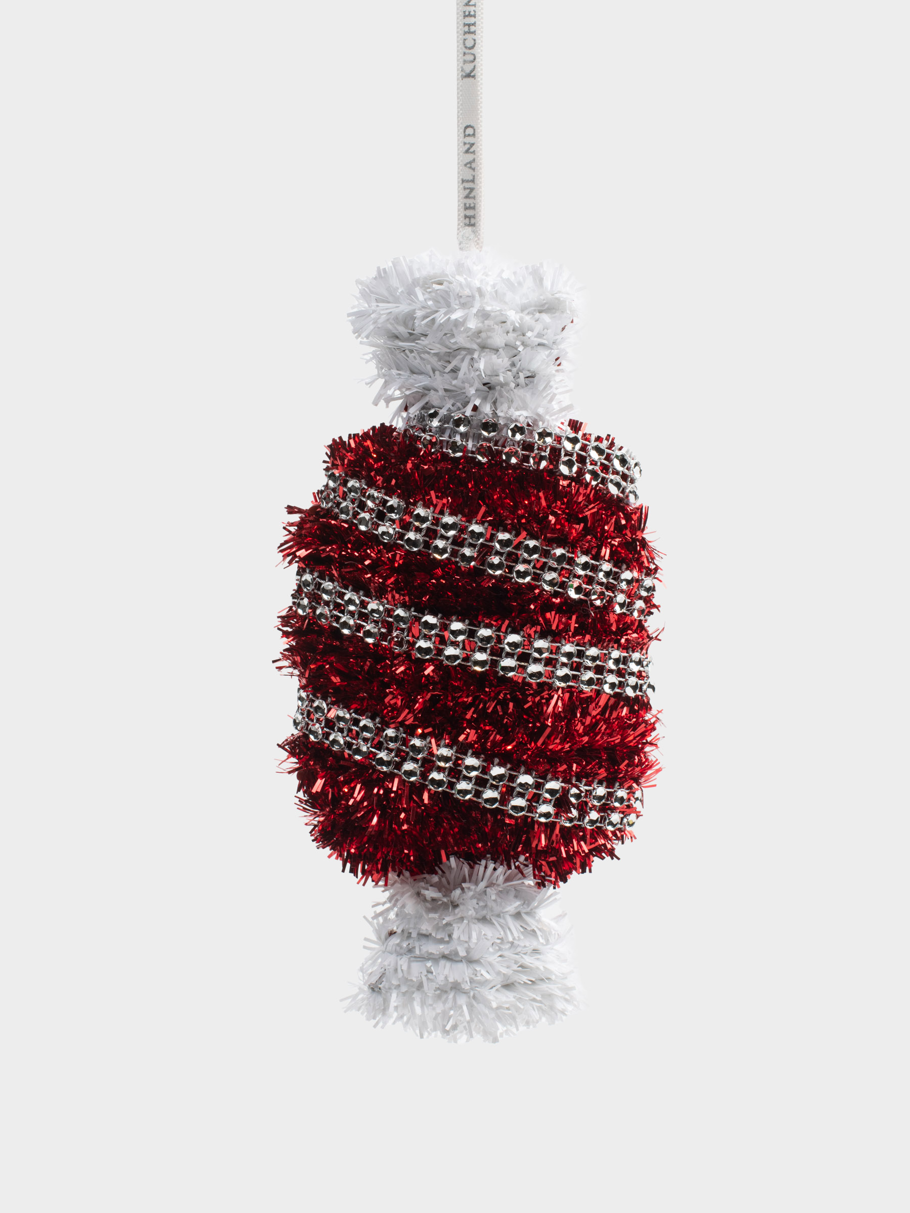 Игрушка елочная, 15 см, мишура/пластик, красно-белая, Конфета, Tinsel christmas, image-1