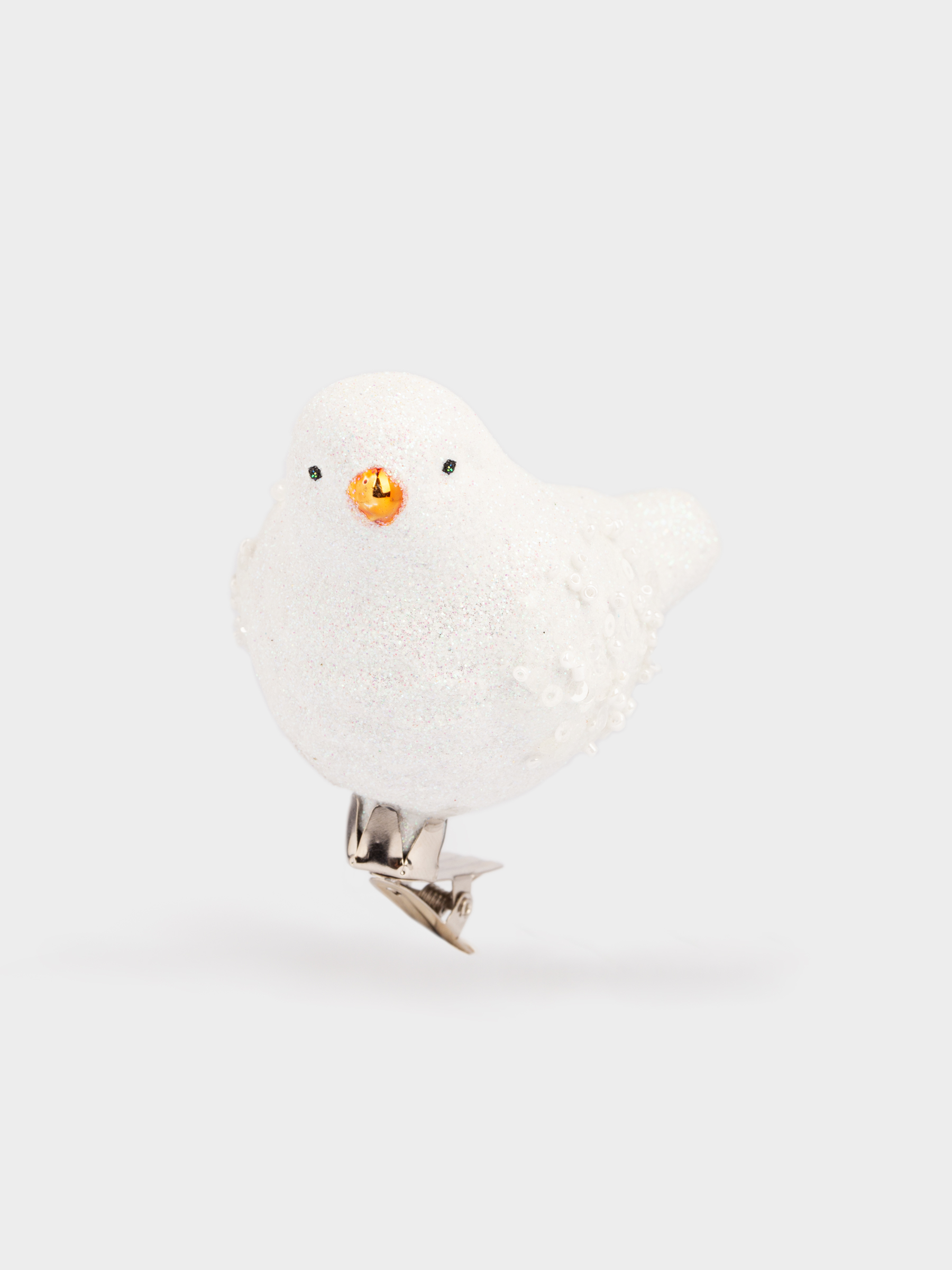 Игрушка елочная, 9 см, на клипсе, стекло/металл, белая, Птичка, Figure sparkle, image-2