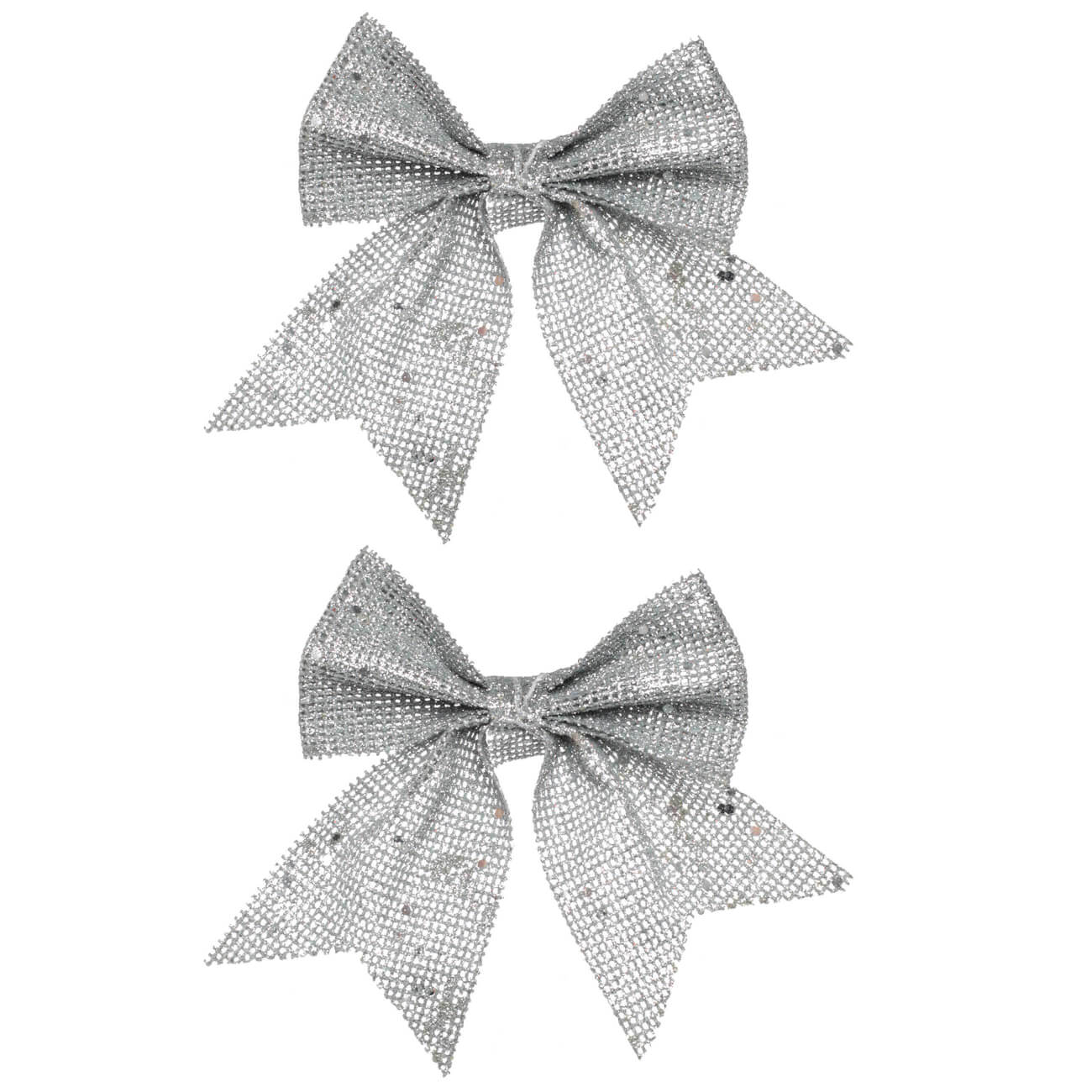

Украшение декоративное, 13 см, 2 шт, полиэстер, серебристое, Бант, Sparkle bow