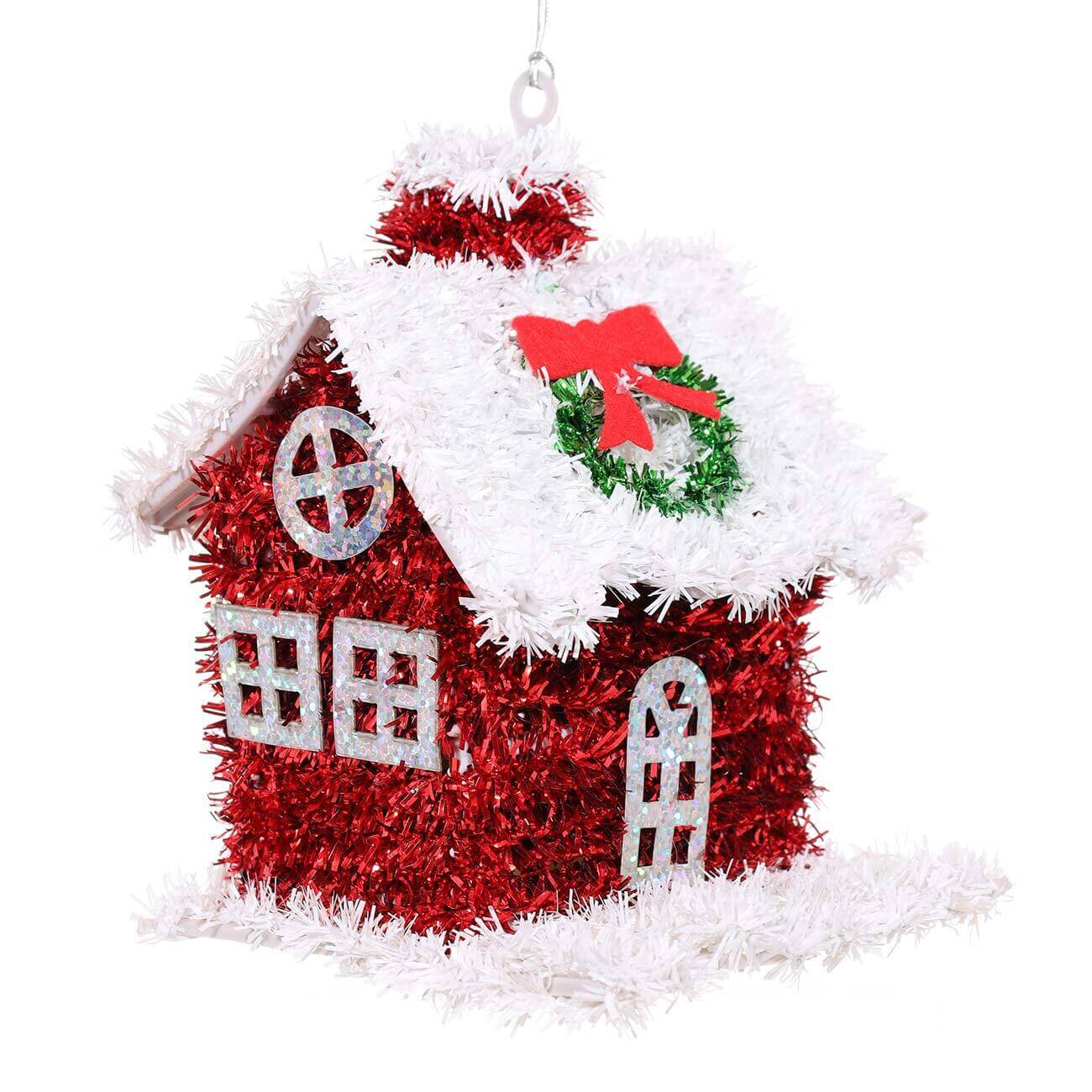 

Игрушка елочная, 13 см, мишура, Дом, Tinsel