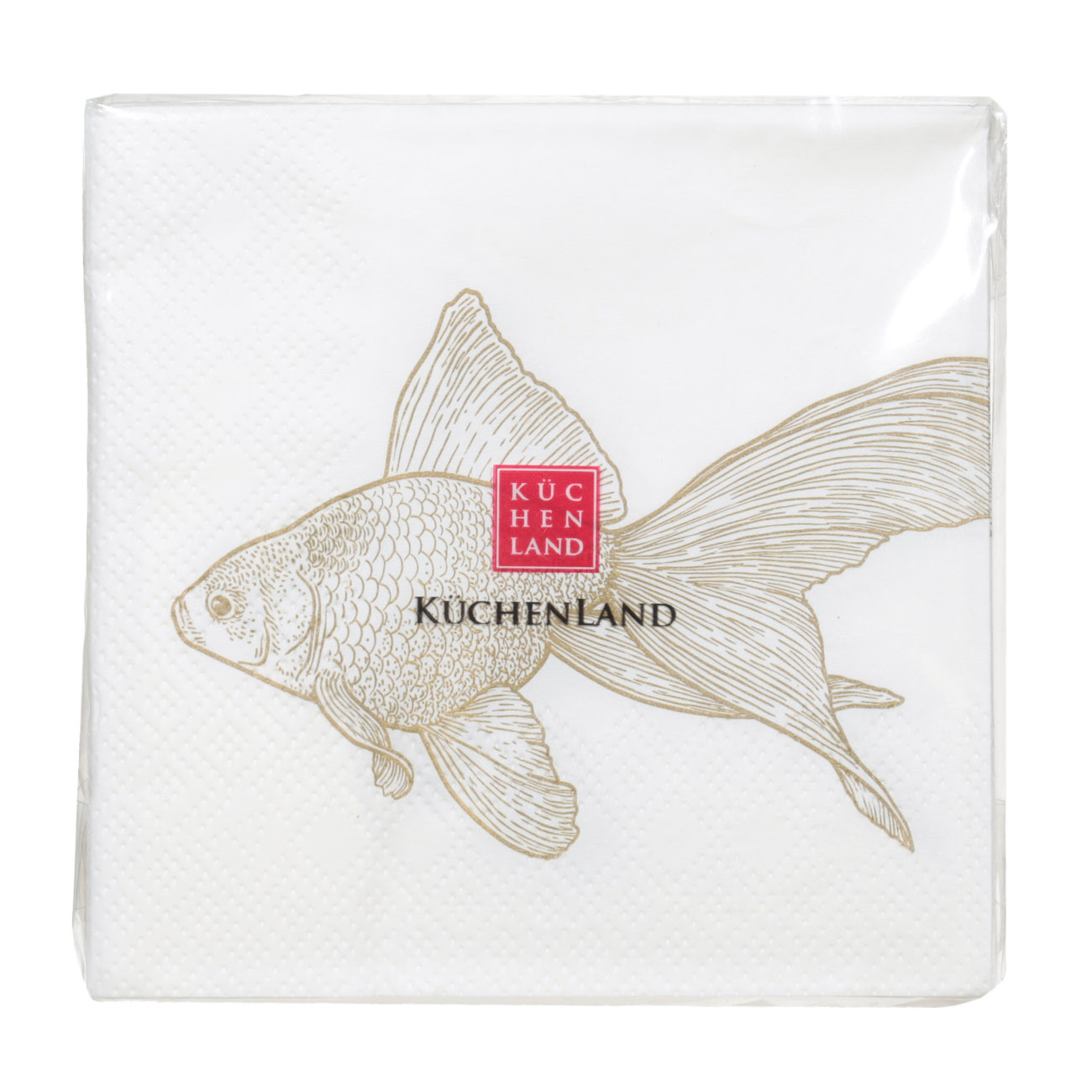 Салфетки бумажные, 21х21 см, 20 шт, белые, Рыбка, Fish print изображение № 2