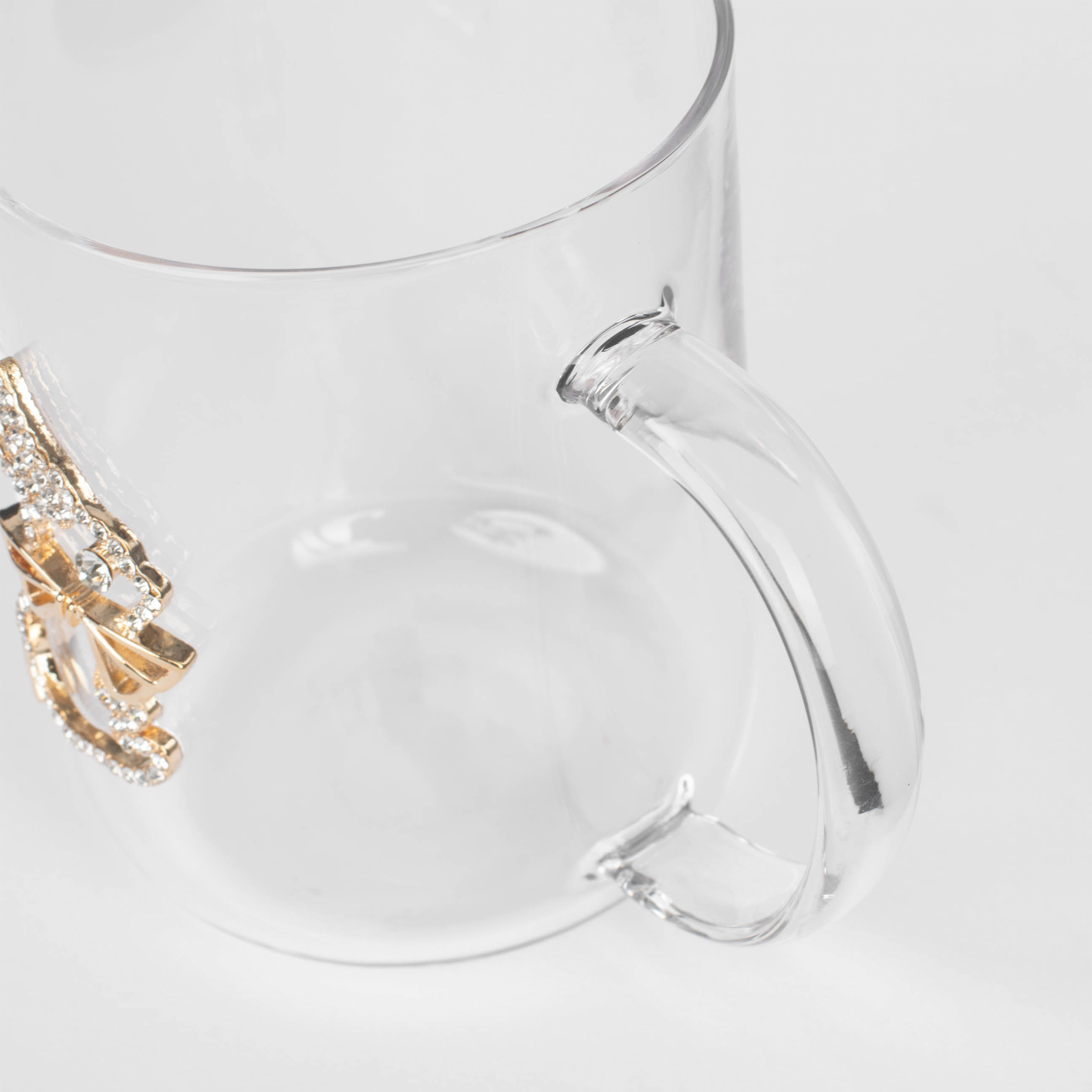 Кружка, 450 мл, стекло Б/металл, Золотистый кролик с бантом, Lux elements изображение № 5