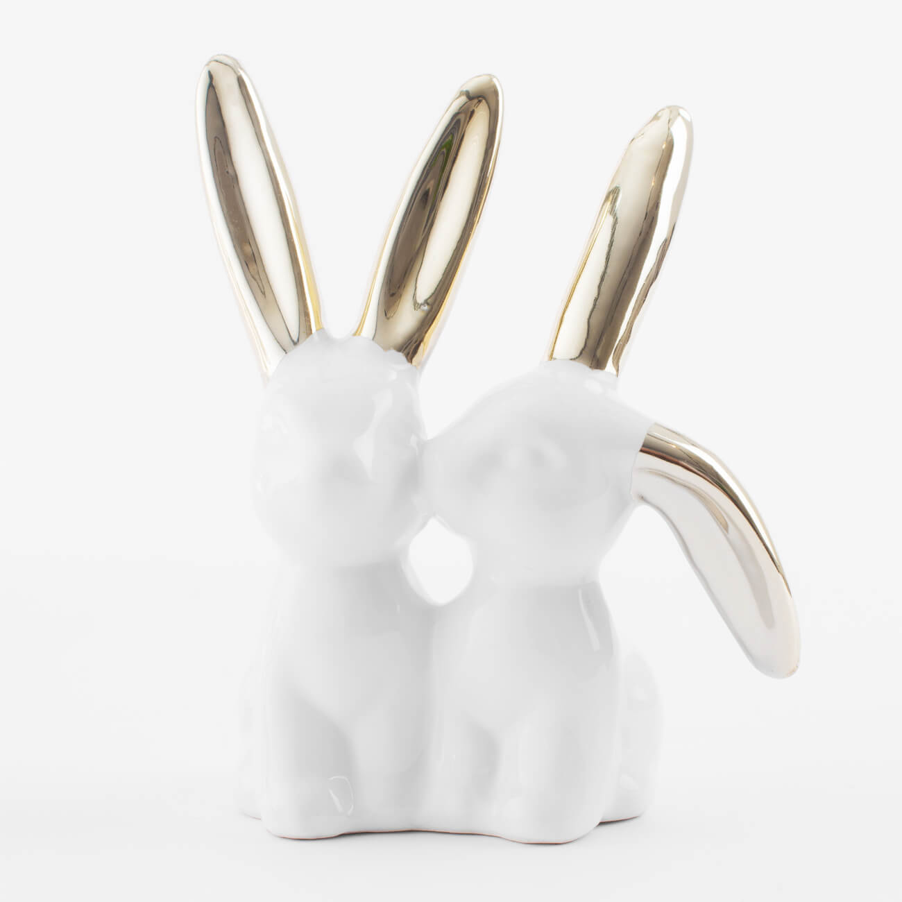 емкость для хранения 15х14 см 390 мл керамика белая кролики easter gold Держатель для украшений, 11 см, керамика, бело-золотистый, Кролики, Easter gold