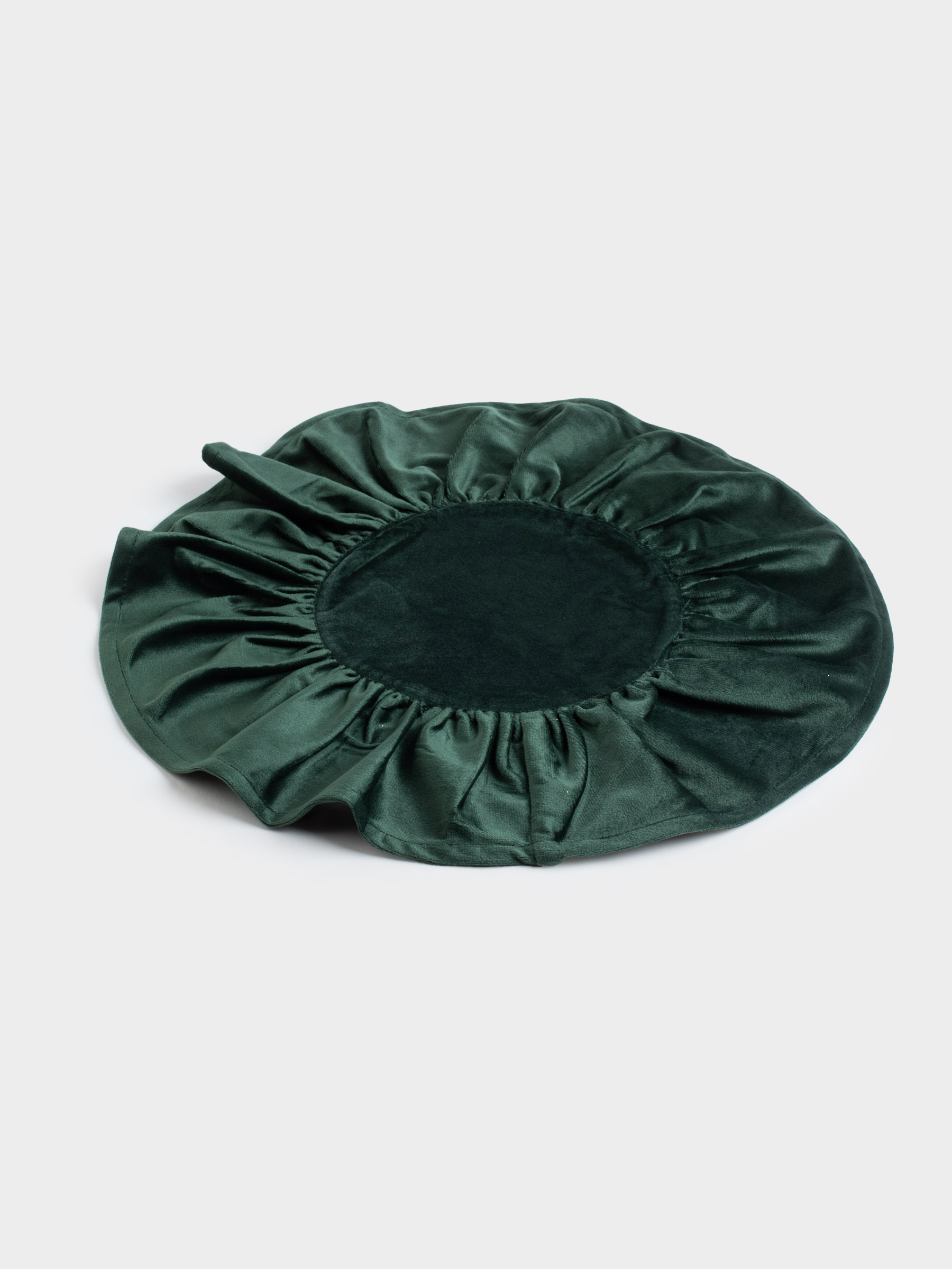 Салфетка под приборы, 38 см, бархат, круглая, зеленая, Волнистые края, Color wavy, image-1