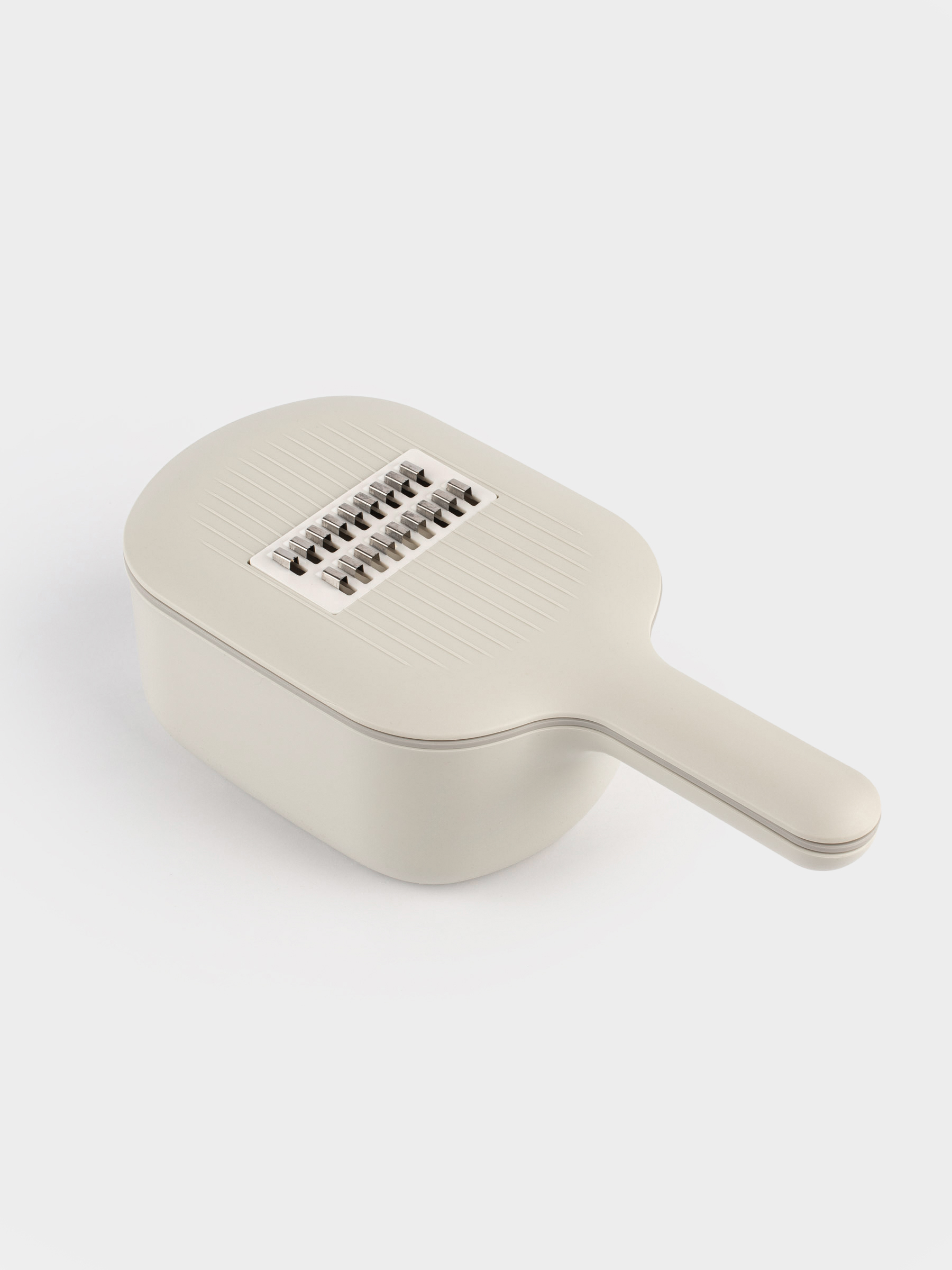 Терка, 29х14 см, 4 насадки, с контейнером, с ручкой, пластик/сталь, серая, Matto, image-1