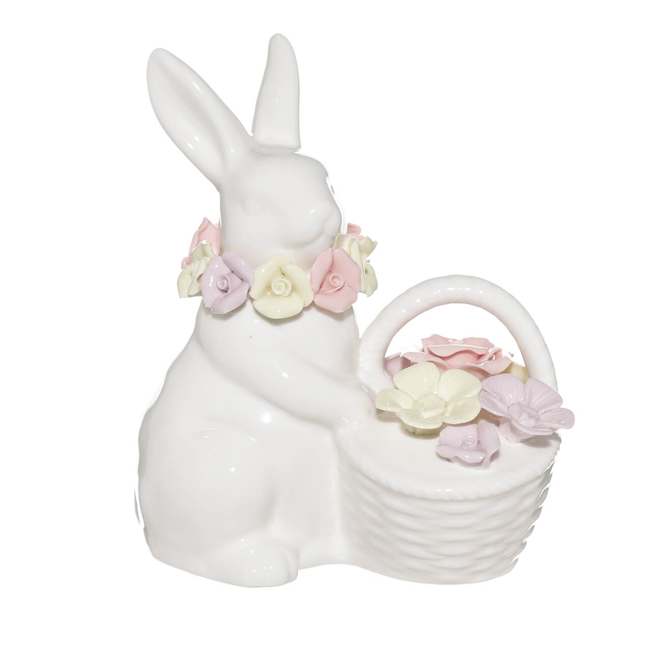 

Статуэтка, 14х17 см, фарфор P, белая, Кролик в венке с корзиной цветов, Easter