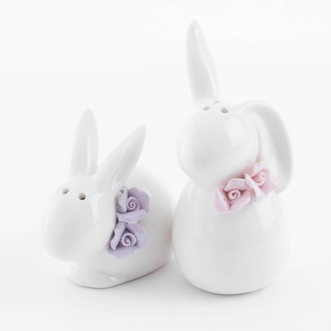Набор для соли и перца, 10 см, фарфор P, белый, Кролики с цветами, Pure Easter сувенир кролики с морковкой и очком набор 2 шт 8х4 5х4 5 см