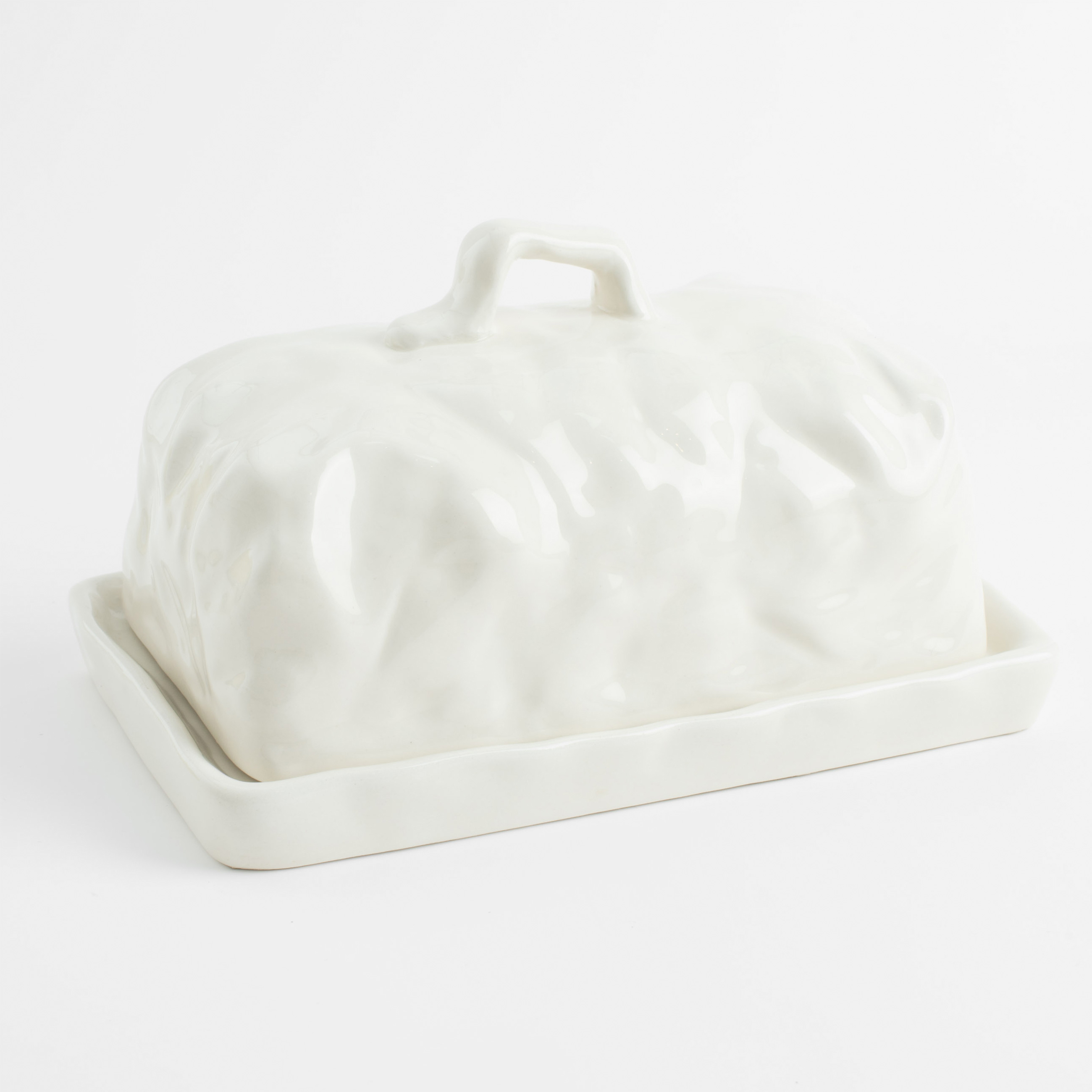 Масленка, 18 см, керамика, прямоугольная, молочная, Мятый эффект, Crumple изображение № 2