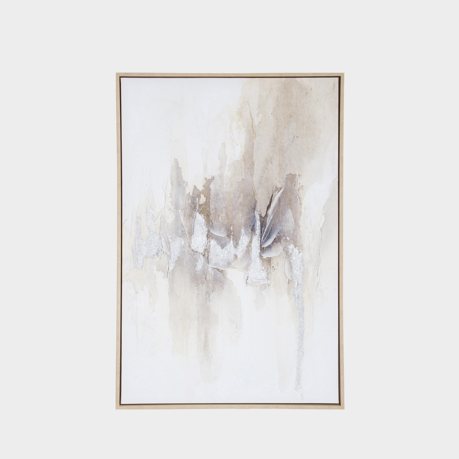 Картина в раме, 93х62 см, холст, бежево-серая, Штрихи, Abstract