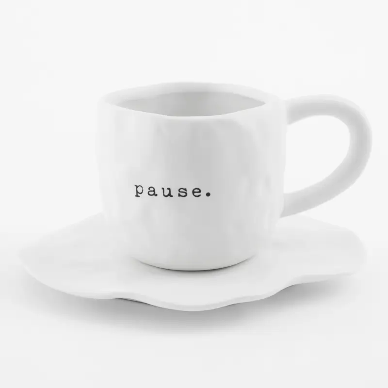 Пара чайная, 1 перс, 2 пр, 460 мл, керамика, белая, Pause, Crumple font ,image-0