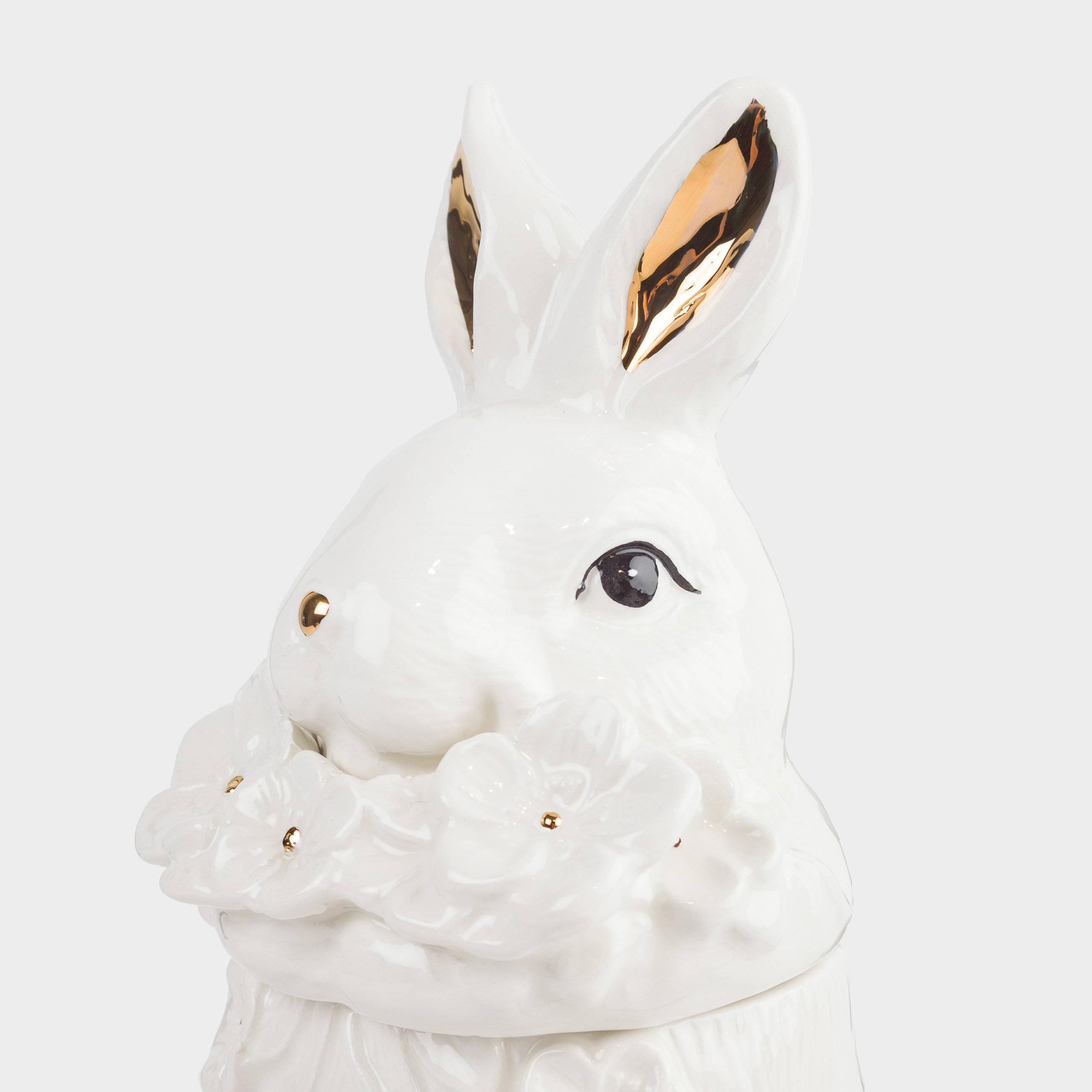 Емкость для хранения, 13х21 см, 500 мл, керамика, бело-золотистая, Easter gold, image-1