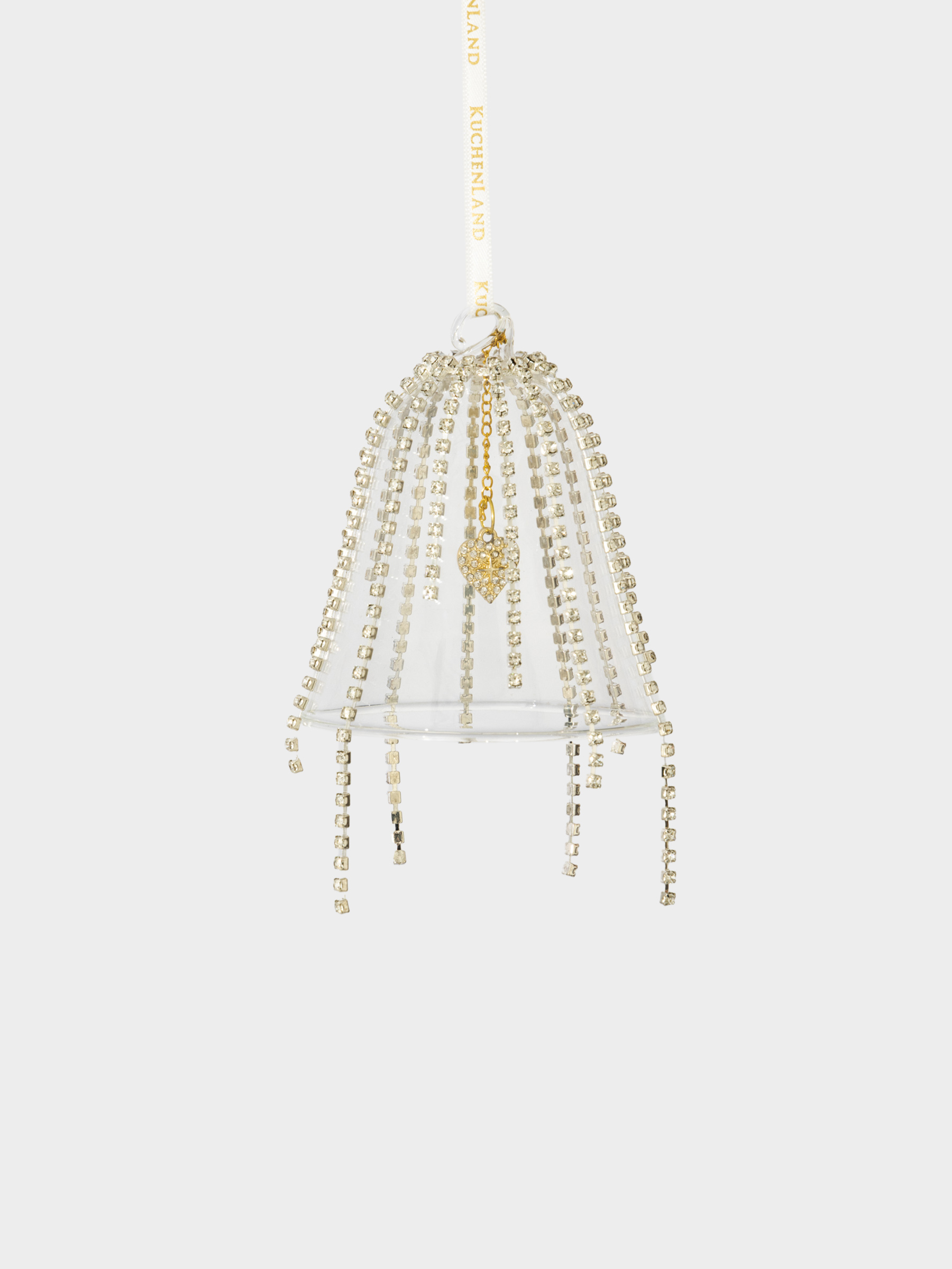 Игрушка елочная, 9 см, стекло, со стразами, Колокольчик с кристаллами, Ball crystal, image-0