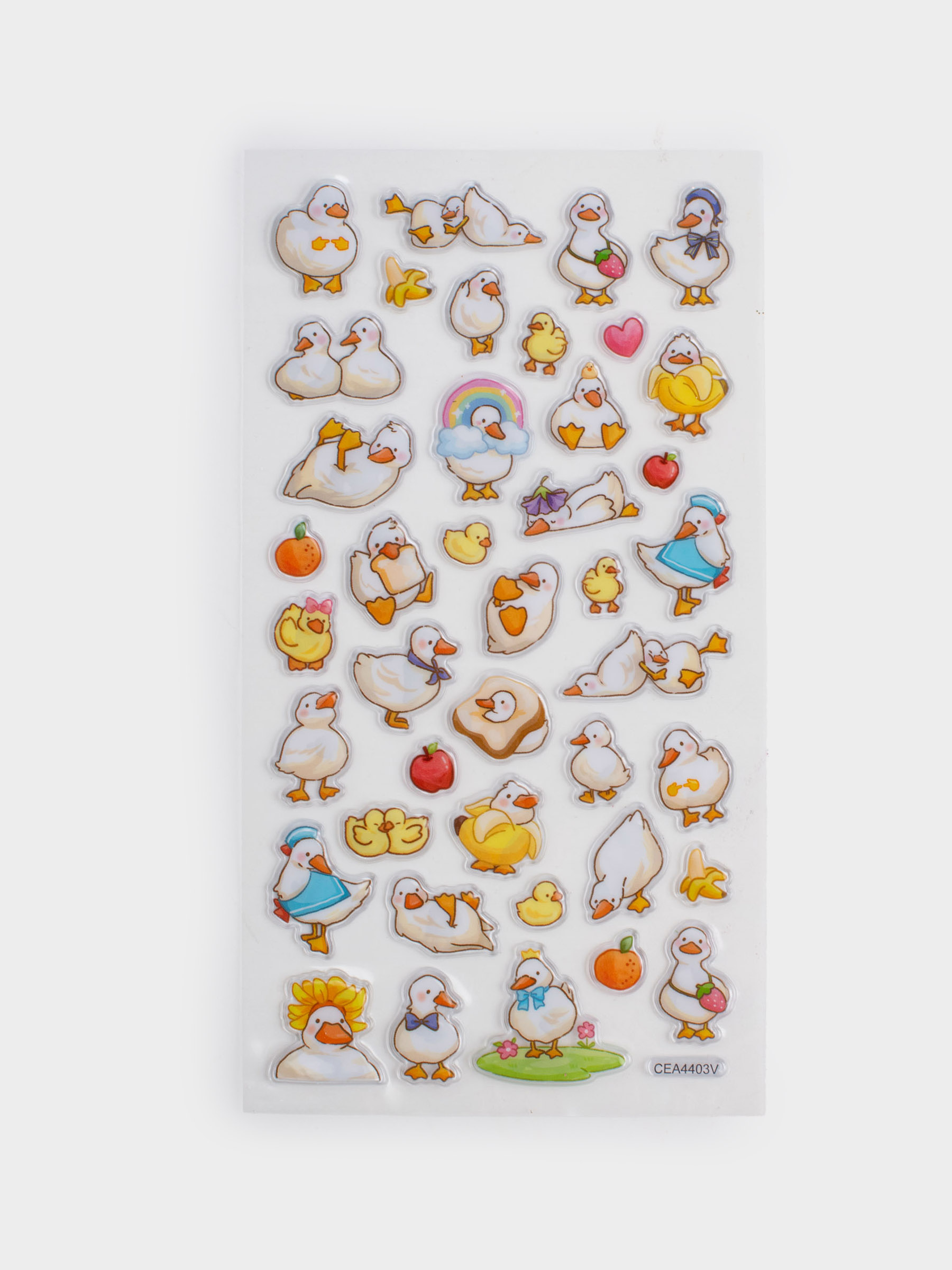Набор наклеек, 17х9 см, 41 шт, одноразовые, ПВХ, Утки, Duck yellow, image-0