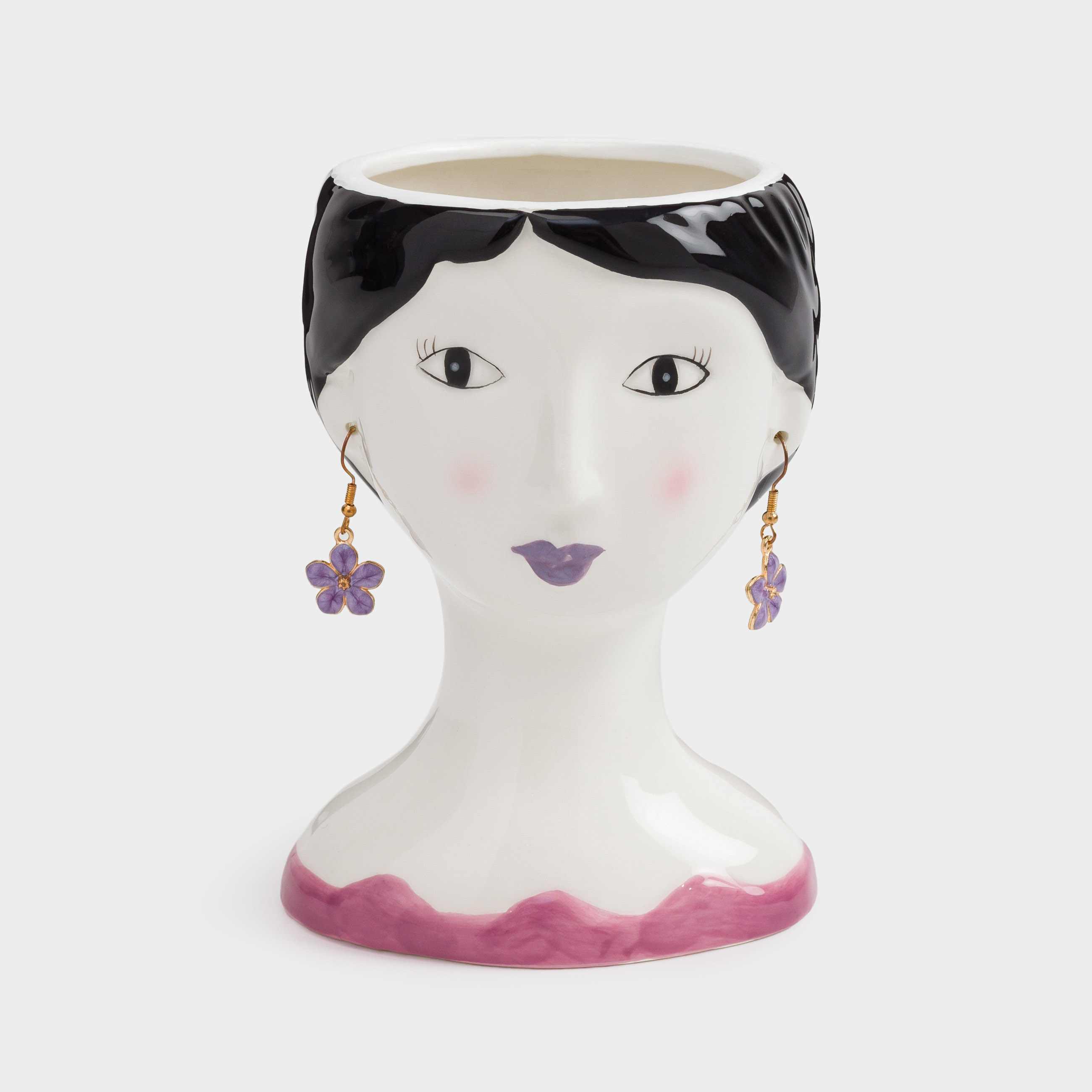 Подставка для косметических кистей, 14 см, керамика, Девушка в сережках, Girls, image-0