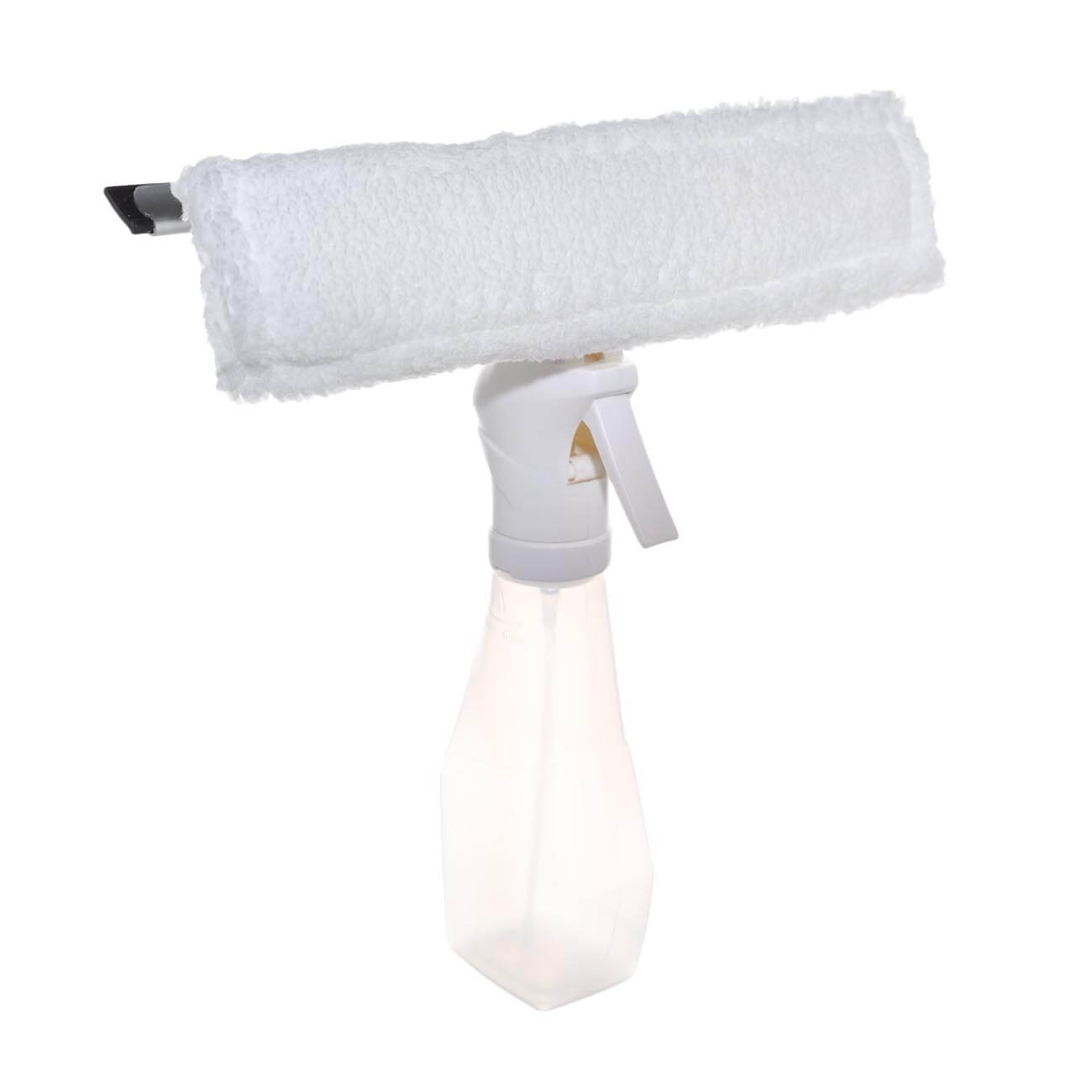 Пульверизатор для мытья окон, 220 мл, с тряпкой и скребком, белый, Clean изображение № 1