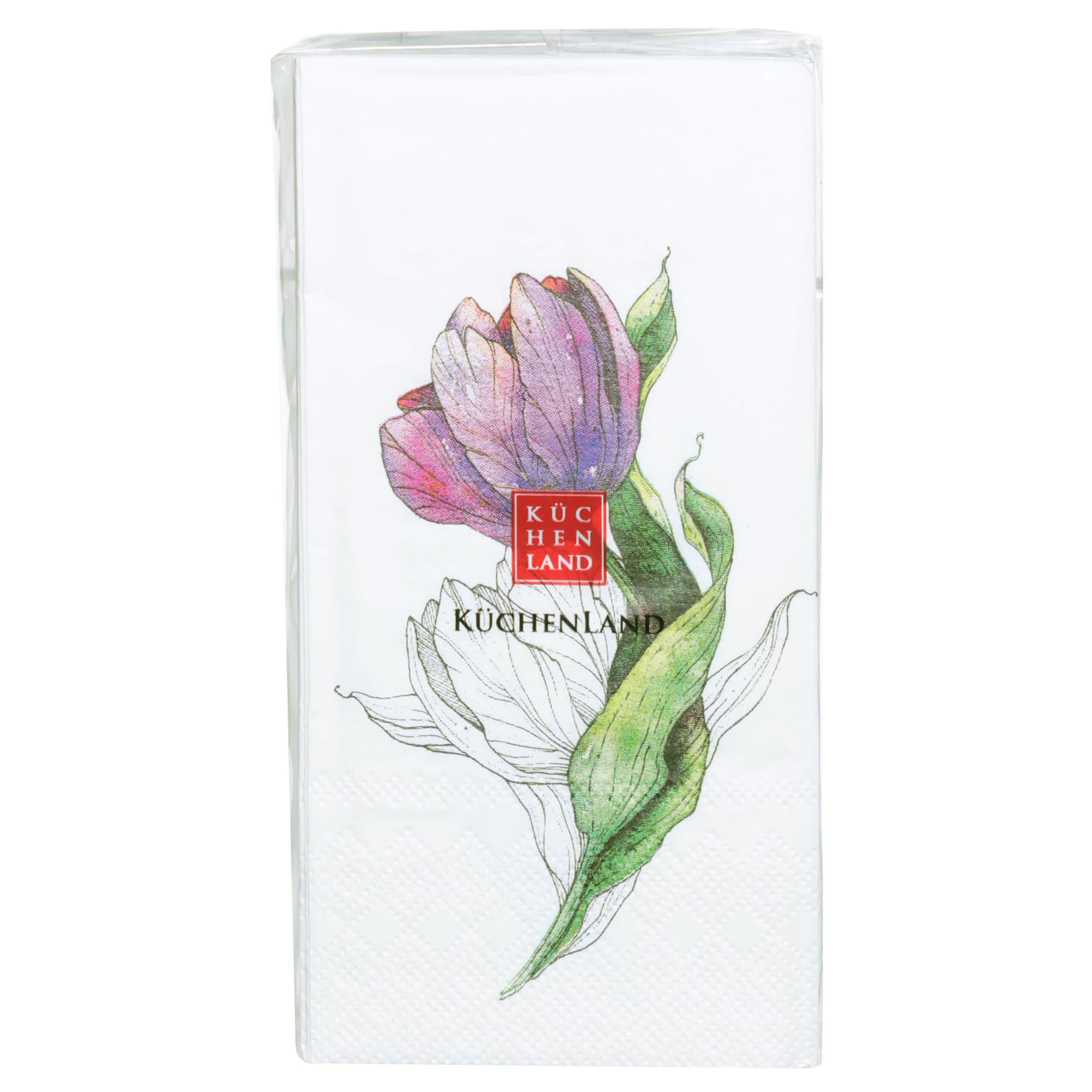 Салфетки бумажные, 33х33 см, 20 шт, прямоугольные, белые, Тюльпан, Tulip garden изображение № 3