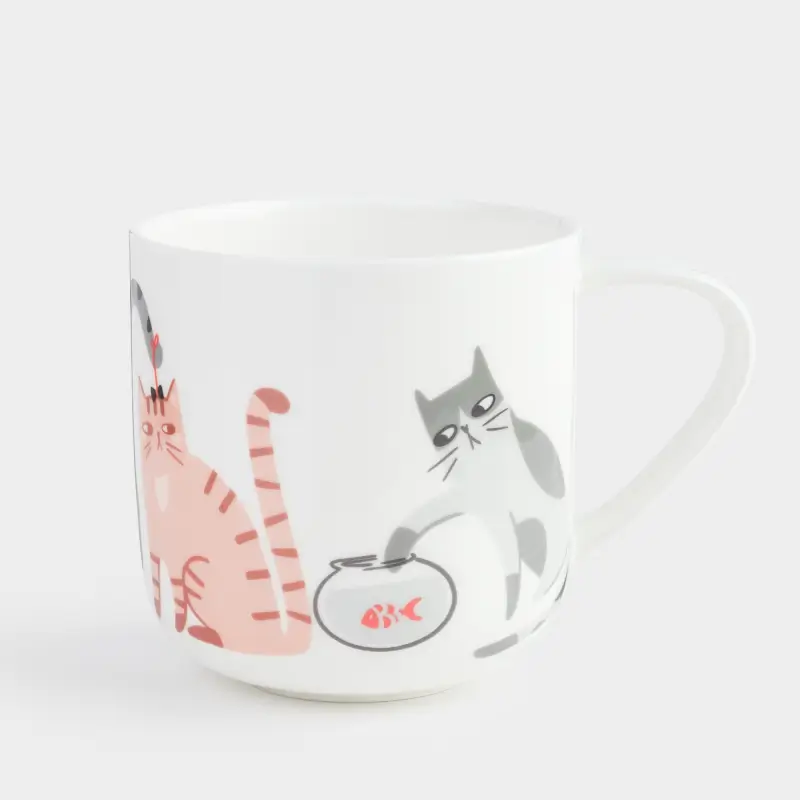 Кружка, 500 мл, фарфор F, белая, Коты, Cat ,image-0
