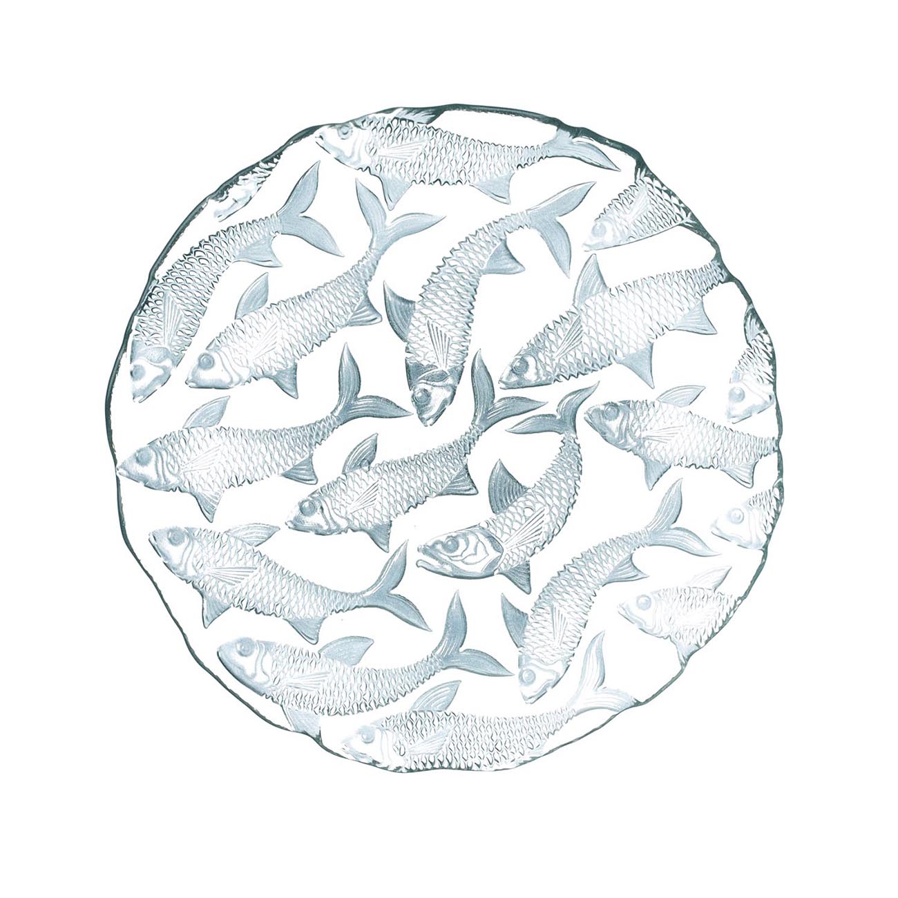 

Тарелка закусочная, 21 см, стекло, серебристая, Рыбы, Fish print
