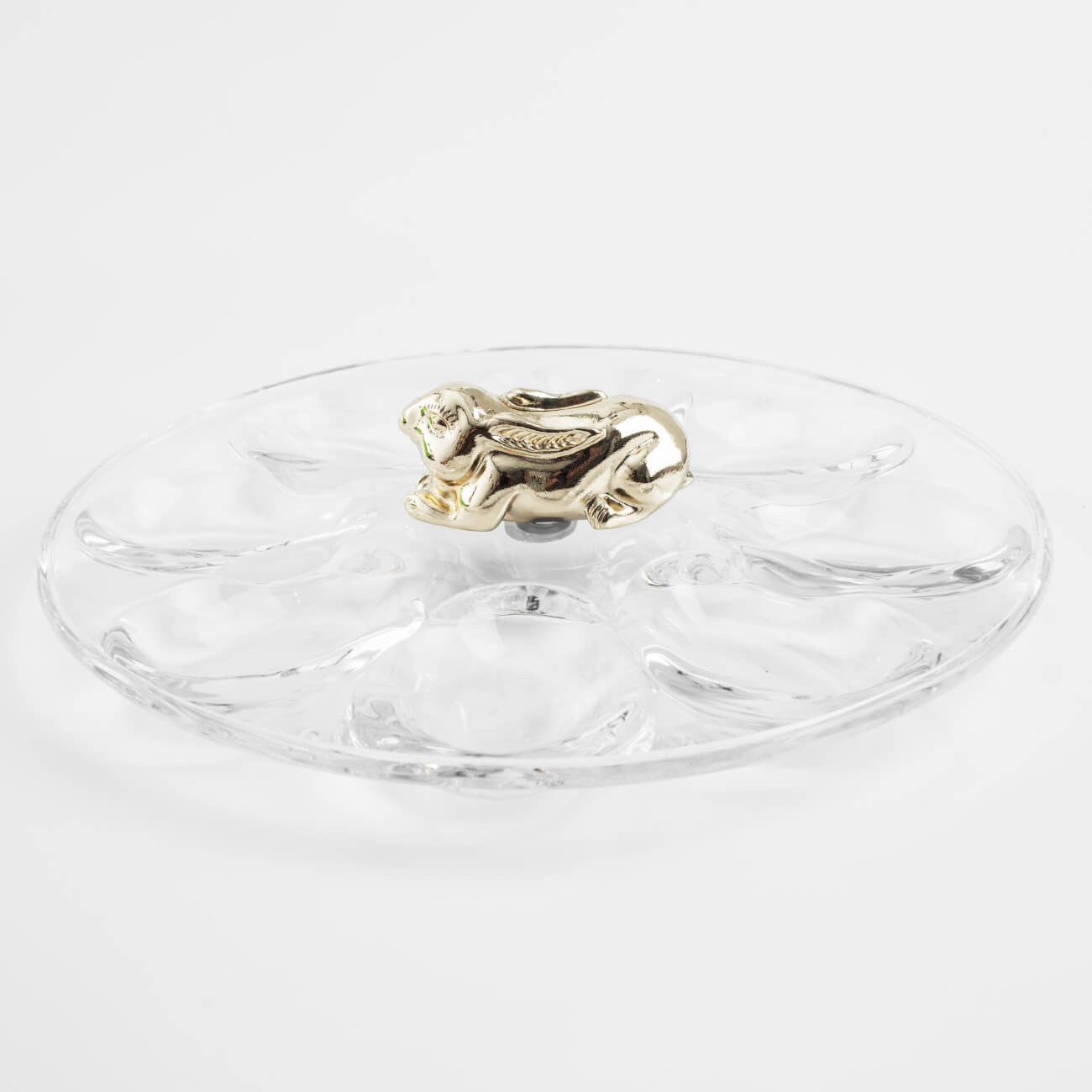 

Блюдо пасхальное, 22 см, 8 отд, стекло/металл, Золотистый кролик, Clear figure