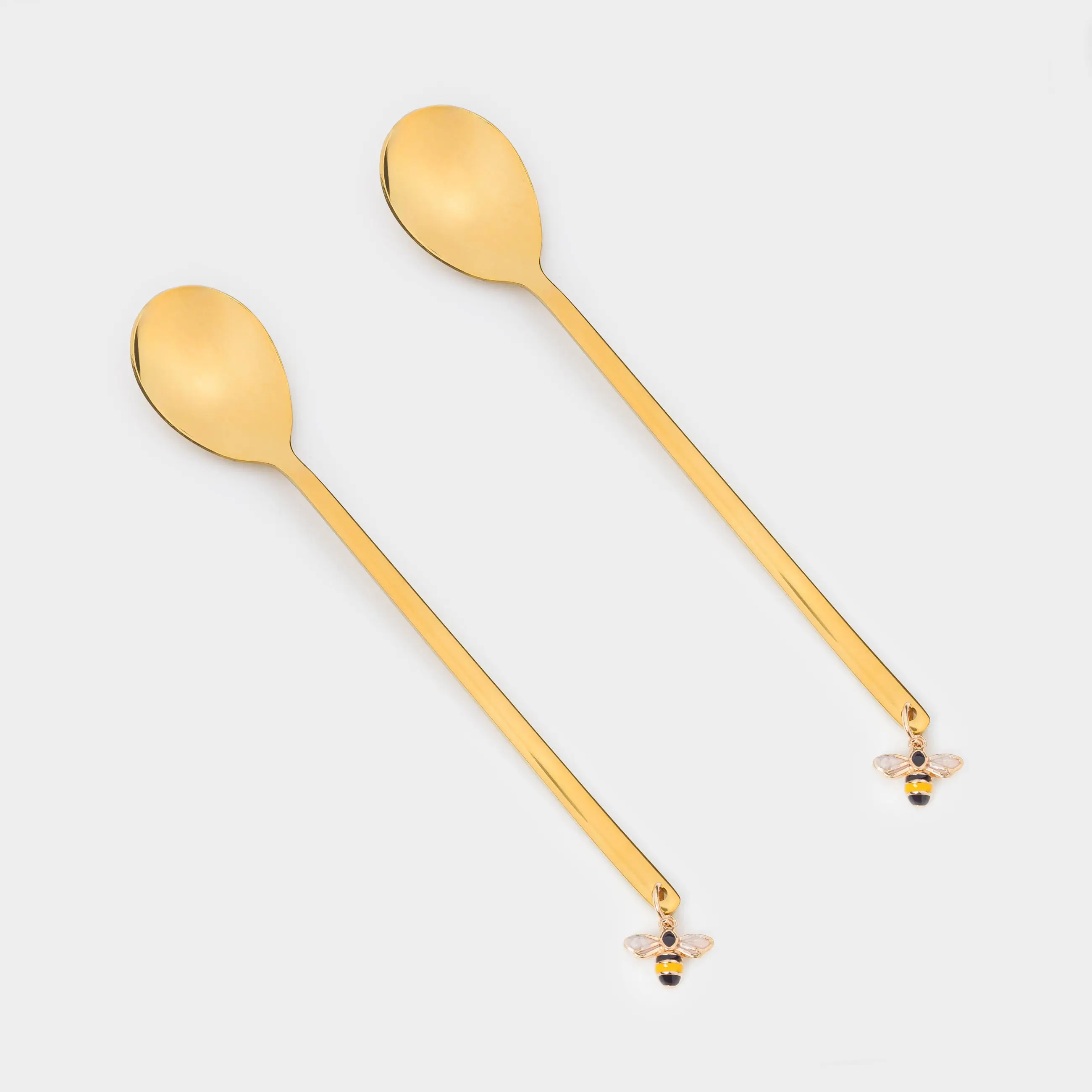 Ложка десертная, 14 см, 2 шт, сталь, золотистая, Пчела, Honey, image-0