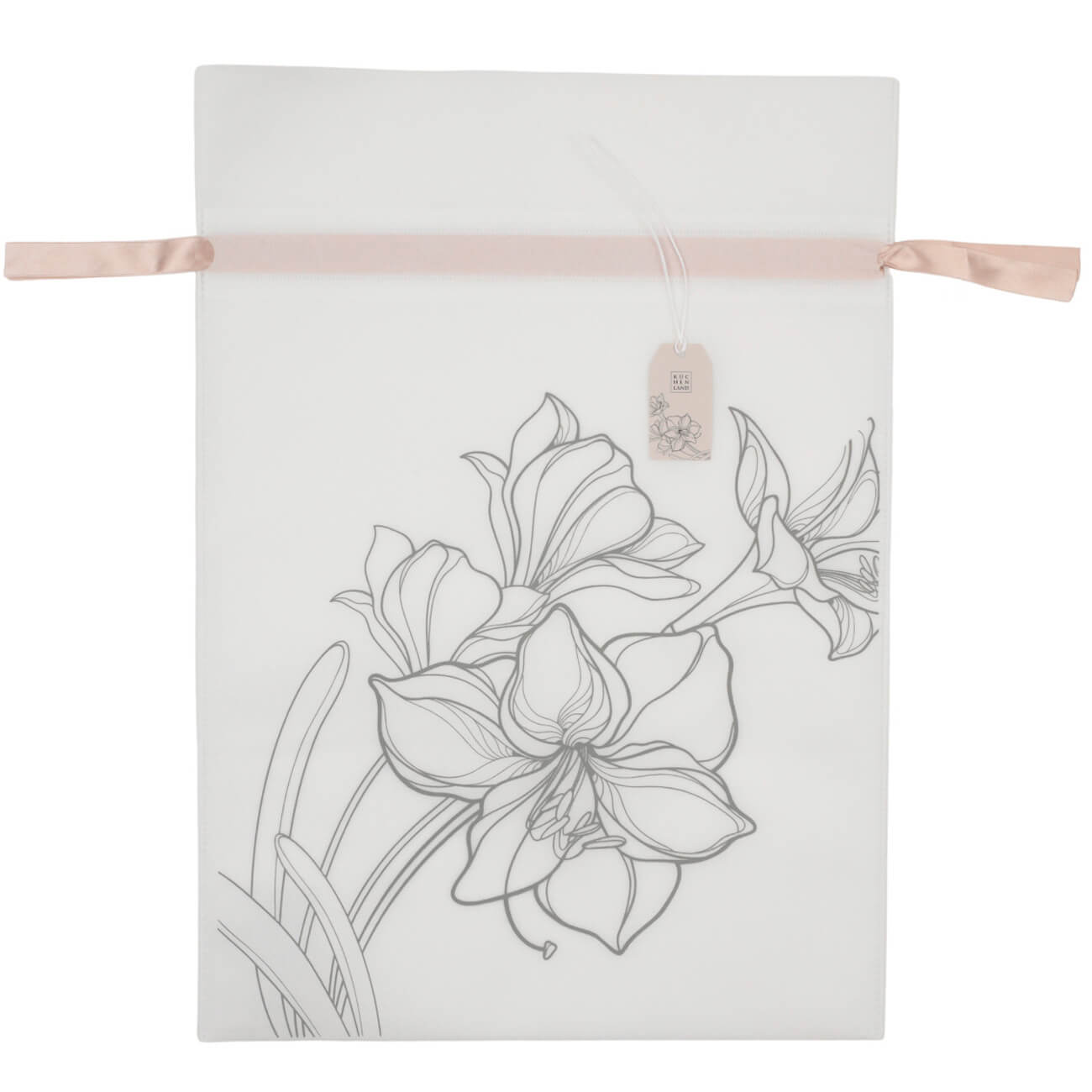 Мешок подарочный, 40х56 см, с завязками, полипропилен, белый, Цветы, Flower garden