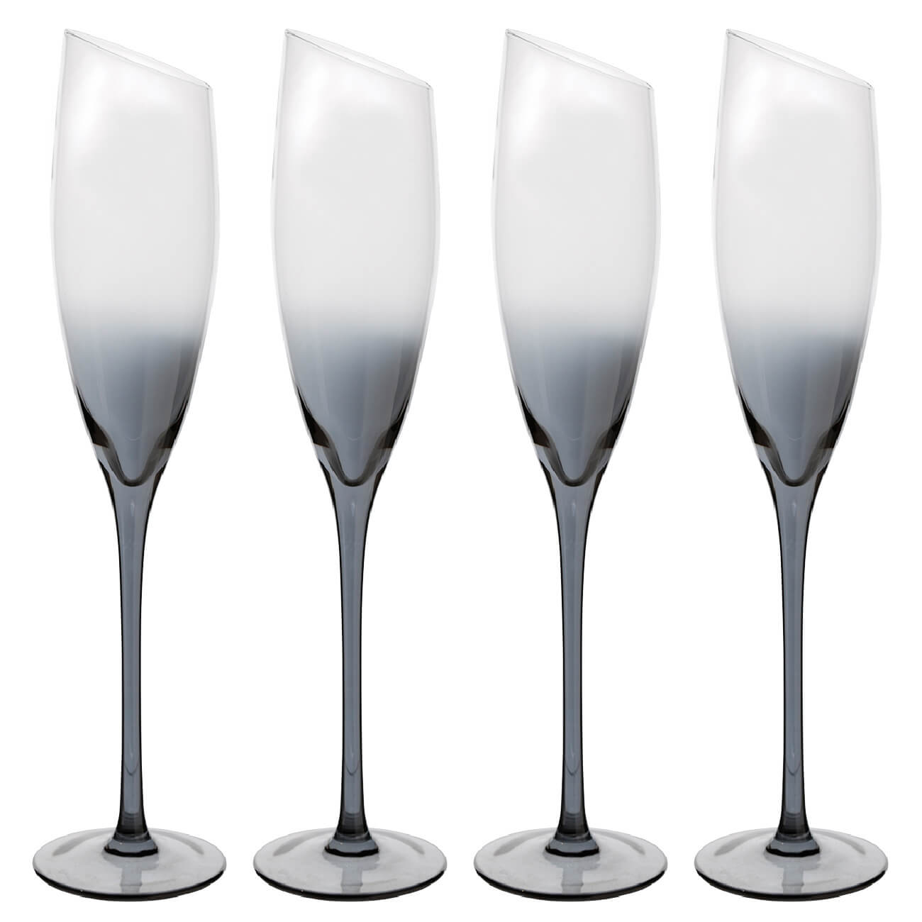 Бокал для шампанского, 180 мл, 4 шт, стекло, серый, Charm L Color