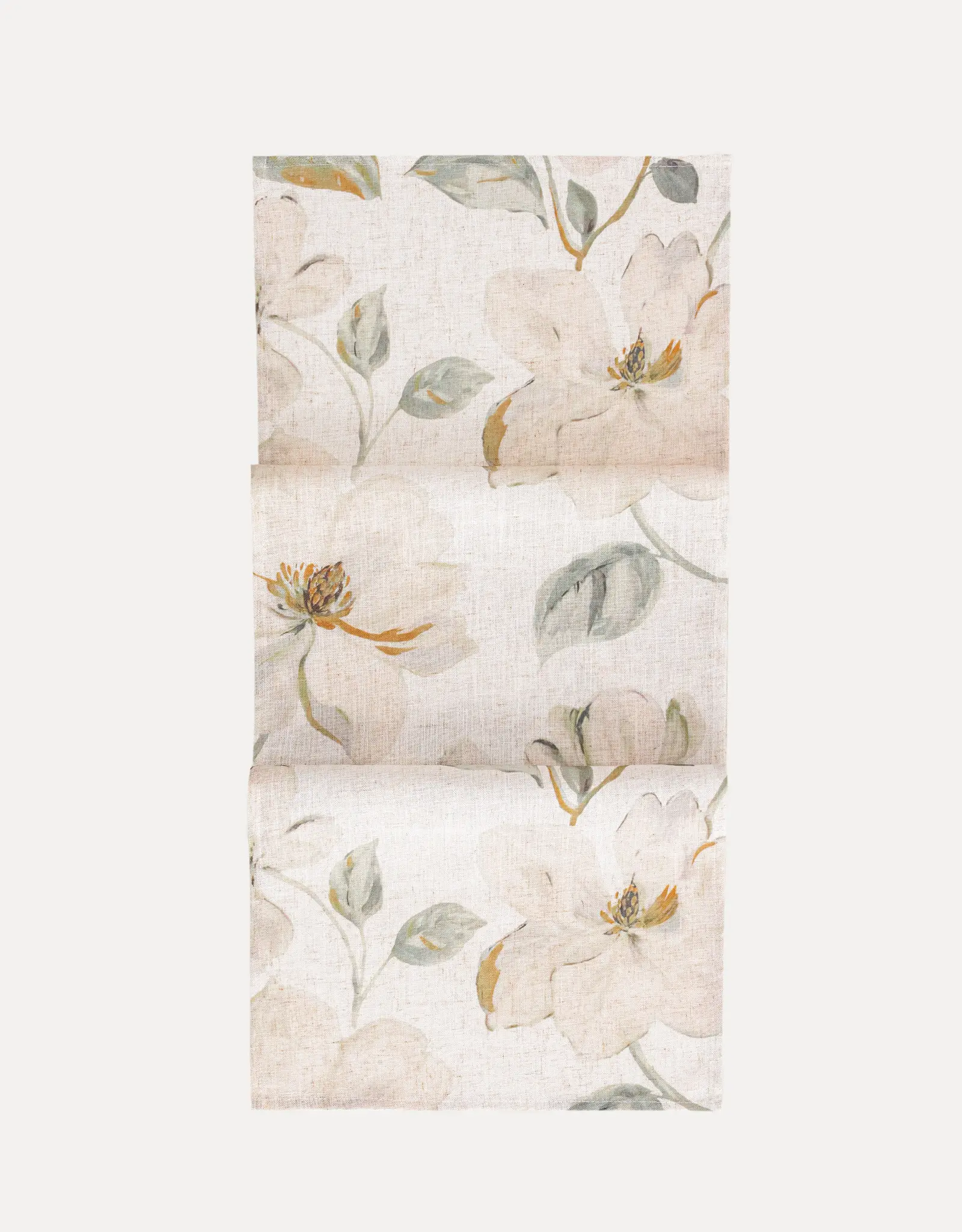 Дорожка настольная, 40х160 см, полиэстер/лен, молочно-желтая, Цветы, Flowery flax, image-0