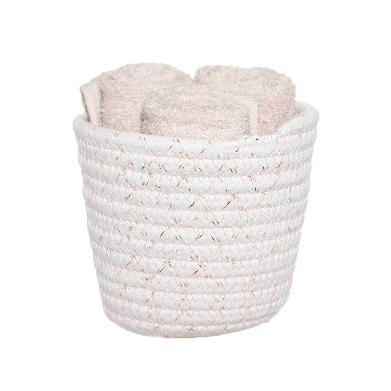 

Полотенце, 30х30 см, 3 шт, в корзине, хлопок, молочное, Weft