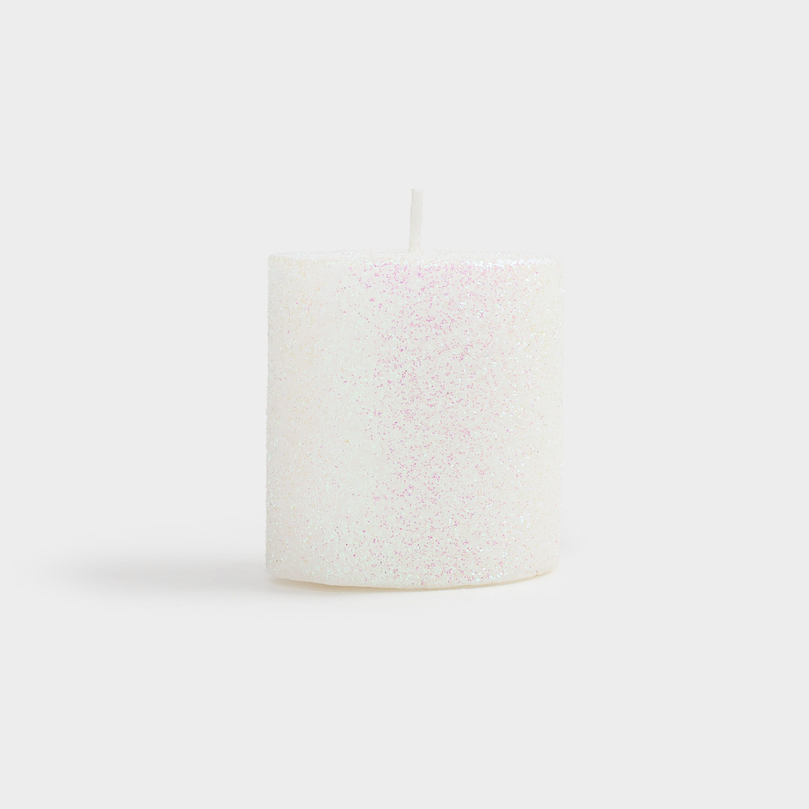 Свеча, 6 см, 2 шт, цилиндрическая, с блестками, белая, Sparkly candle, image-1
