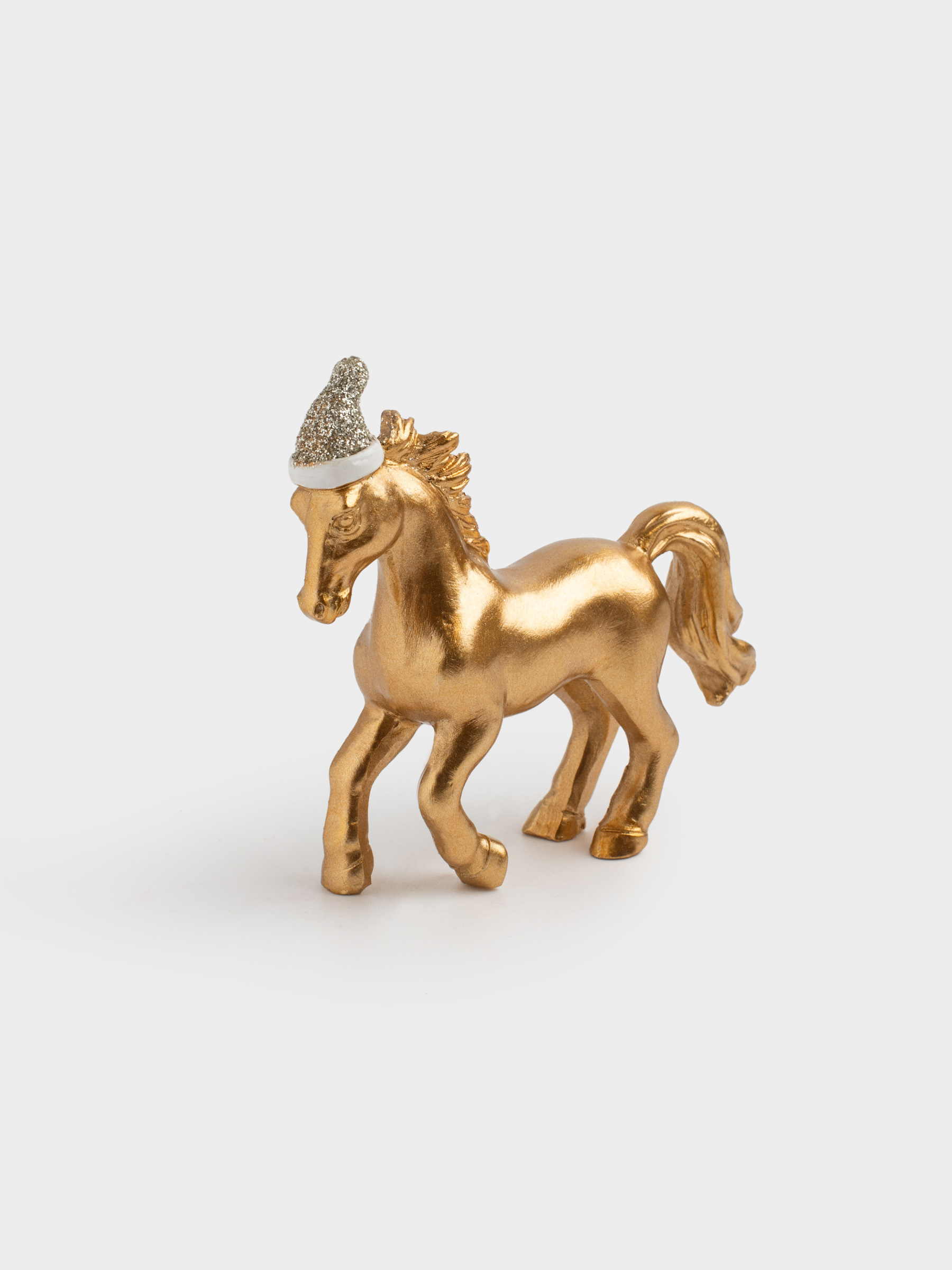 Статуэтка, 8 см, полирезин, золотистая, Лошадь в колпаке, Horse gold, image-1