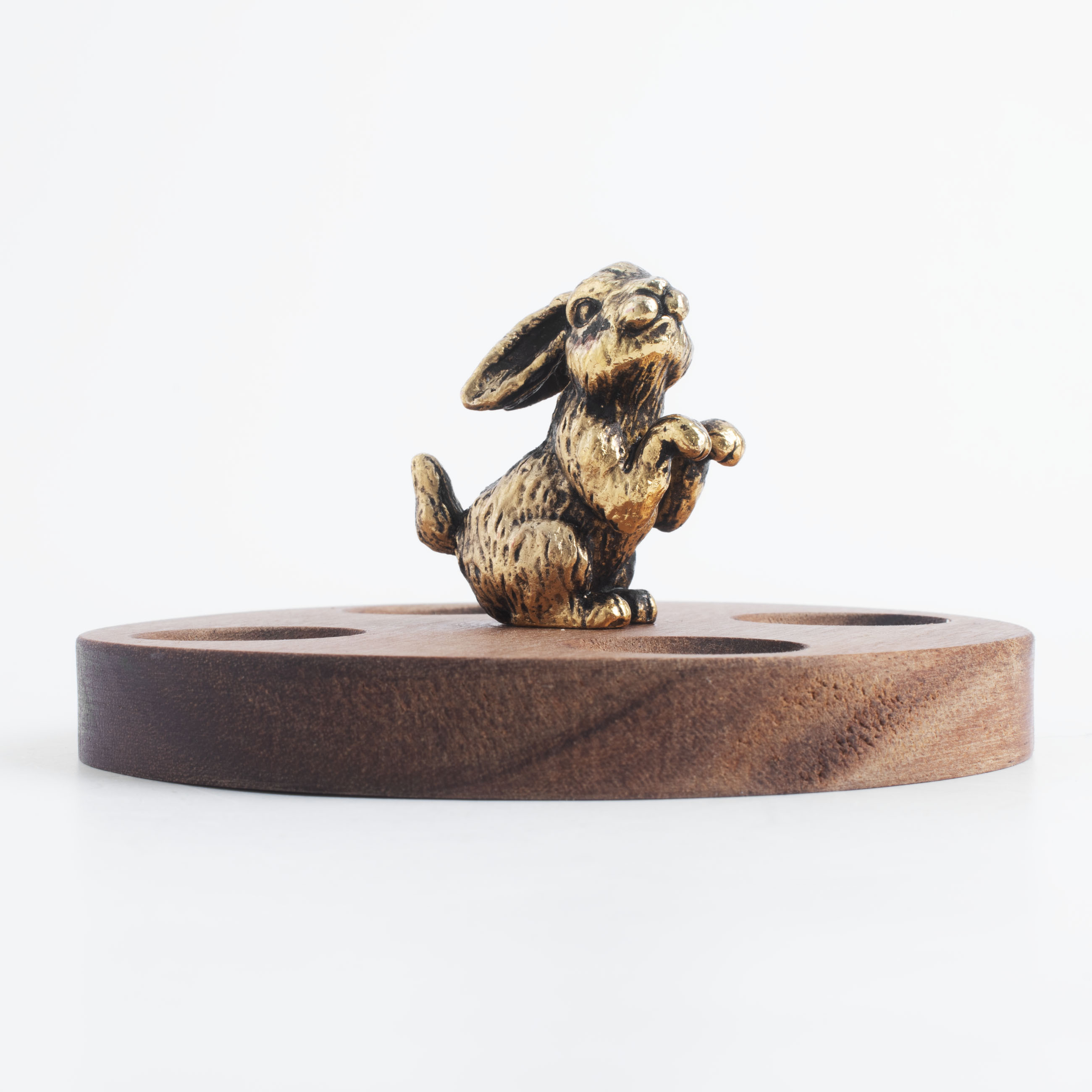 Блюдо пасхальное, 10 см, 4 отд, дерево/металл, Золотистый кролик, Easter gold изображение № 4