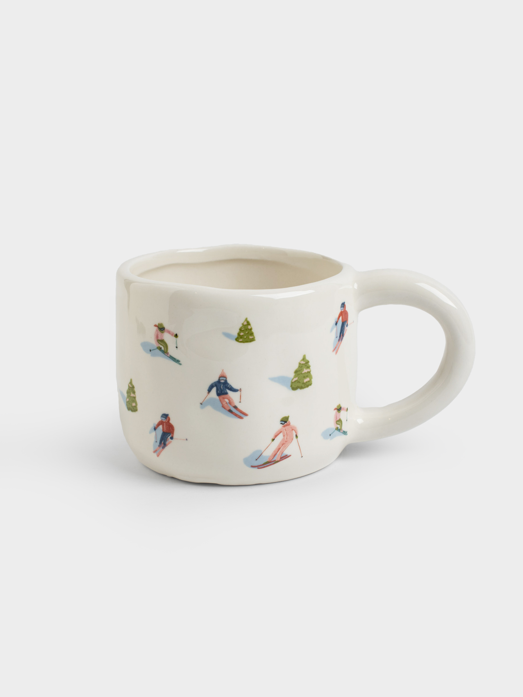 Кружка, 400 мл, керамика, белая, Лыжники, Skiers, image-0