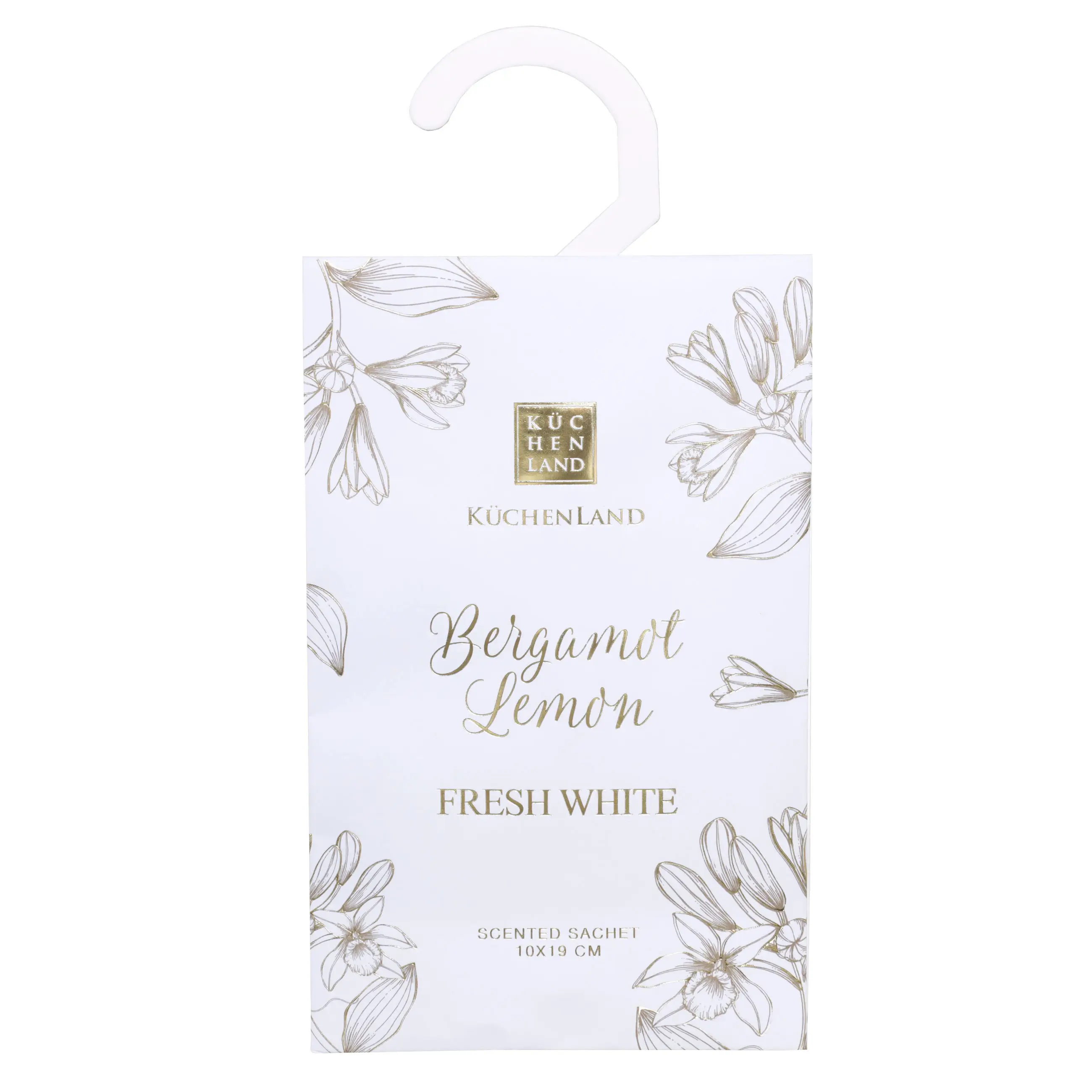 Саше ароматическое, 10х19 см, подвесное, Bergamot Lemon, Fresh white, image-0