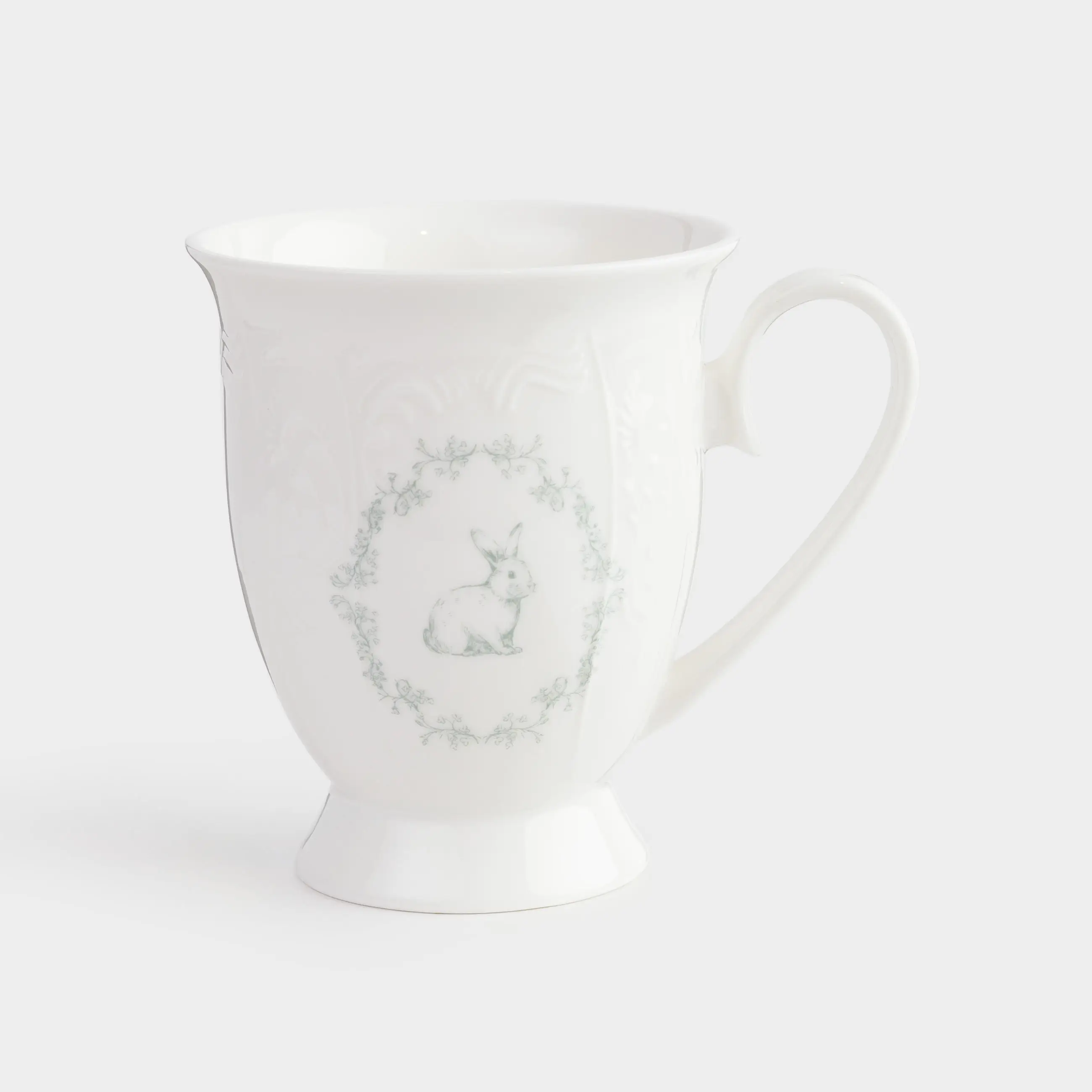 Кружка, 330 мл, фарфор Fine Bone China, белая, Кролик и цветы, Easter blooming, image-0