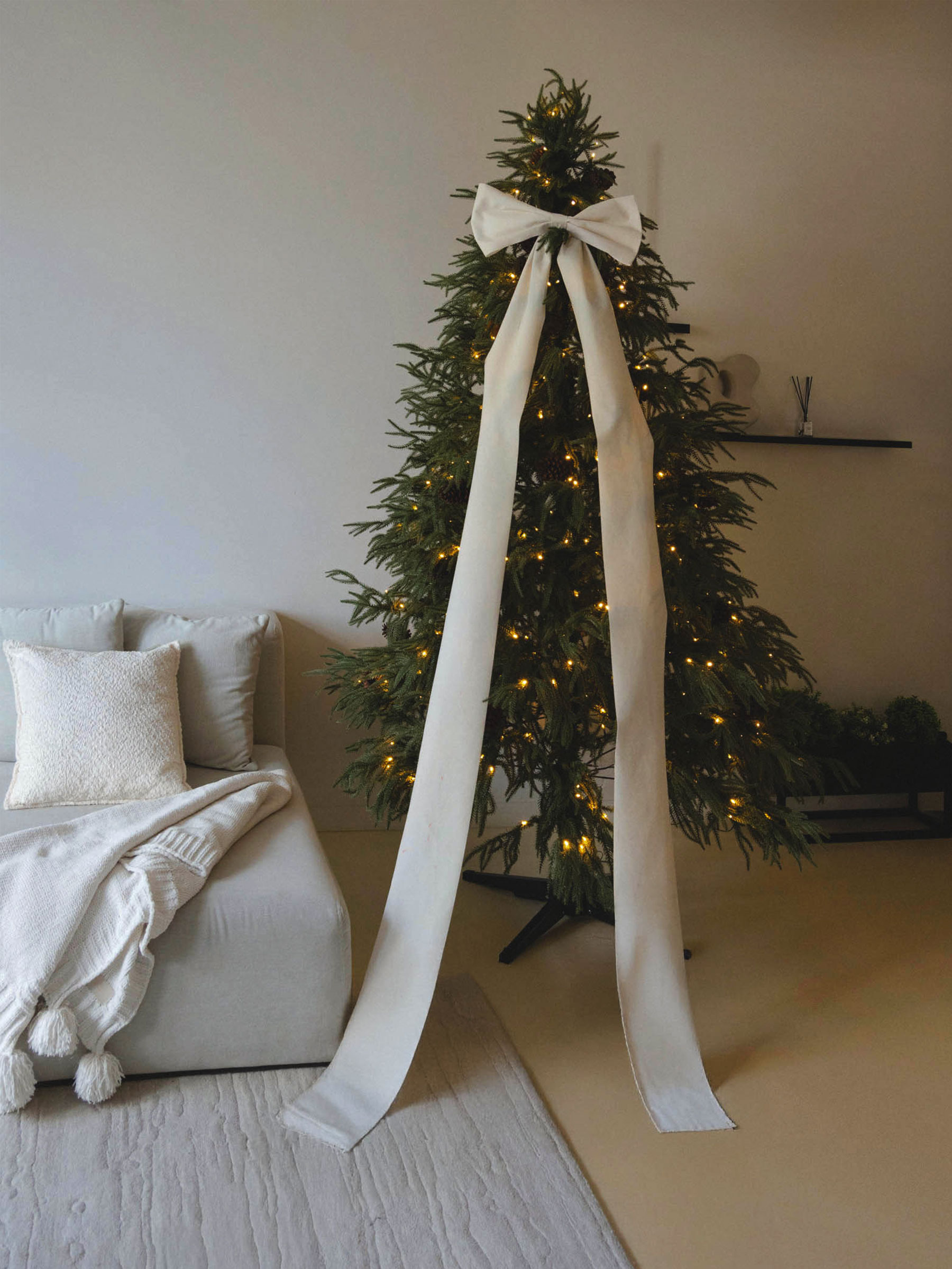 Украшение декоративное, 45x270 см, на клипсе, полиэстер, молочное, Бант, Bow velvet, image-5