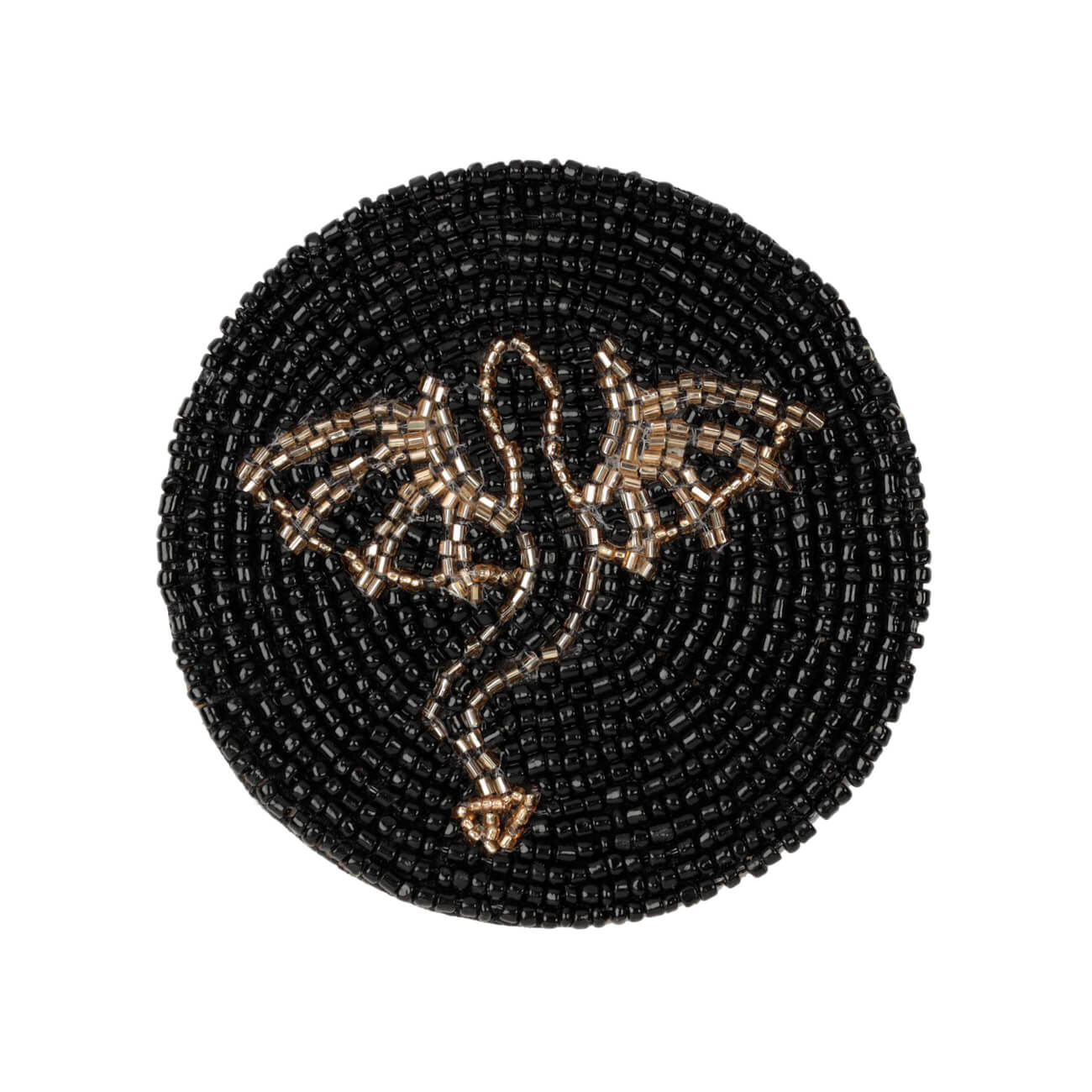 Подставка под кружку, 10 см, бисер, круглая, черная, Дракон, Art beads