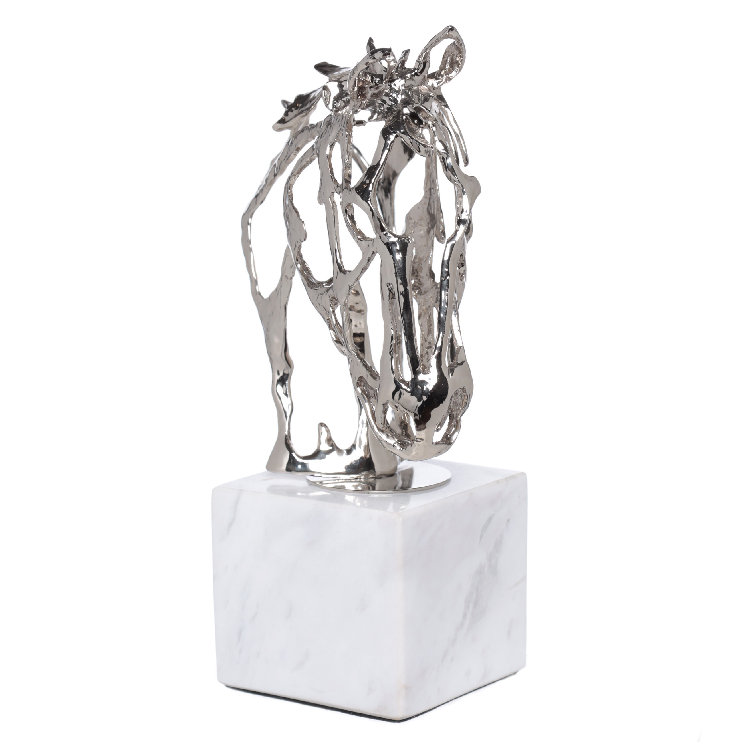 Статуэтка, 26 см, металл/мрамор, серебристая, Конь, Horse изображение № 2