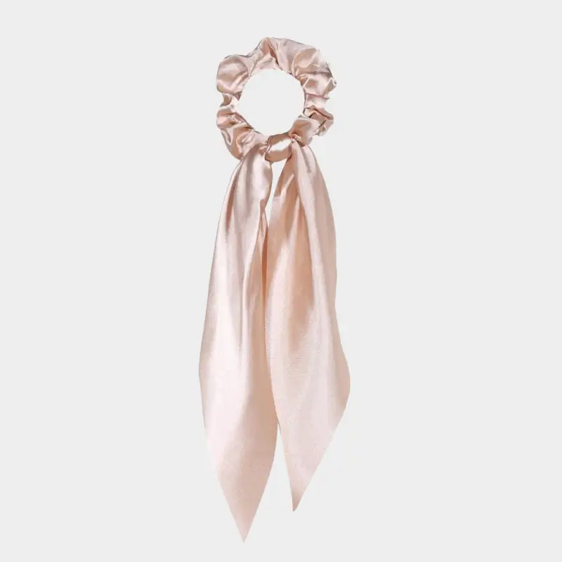 Резинка для волос, 25 см, с лентой, сатин, бежевая, Silk ,image-0