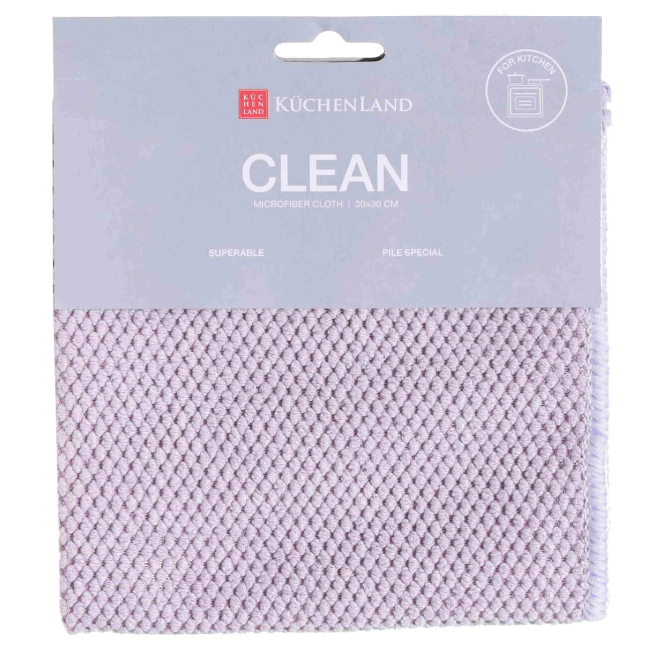 

Тряпка для кухни, 30х30 см, микрофибра, лиловая, Ромбы, Clean