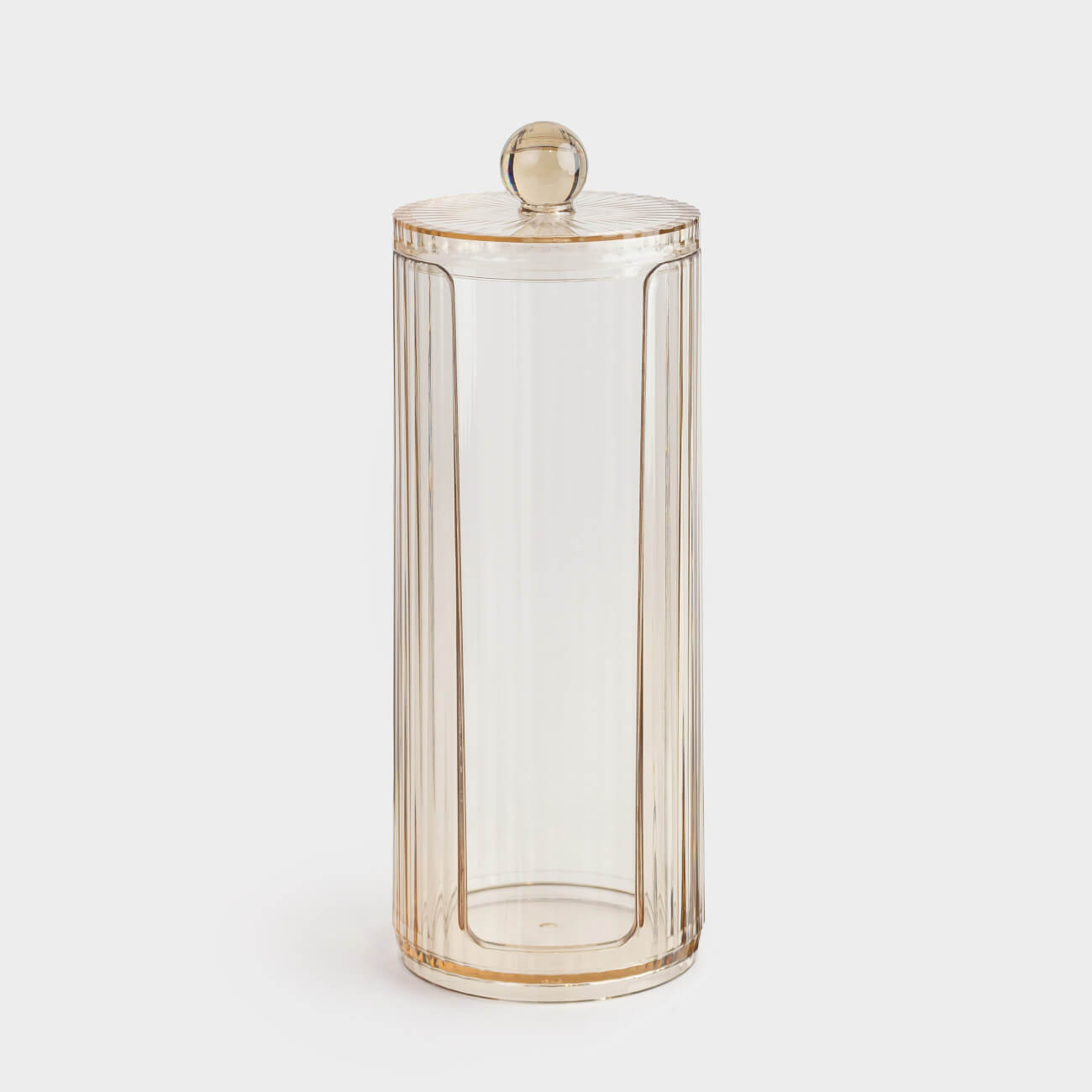 Контейнер для ватных дисков 7x20 см с крышкой пластик янтарный Ribby color 649₽