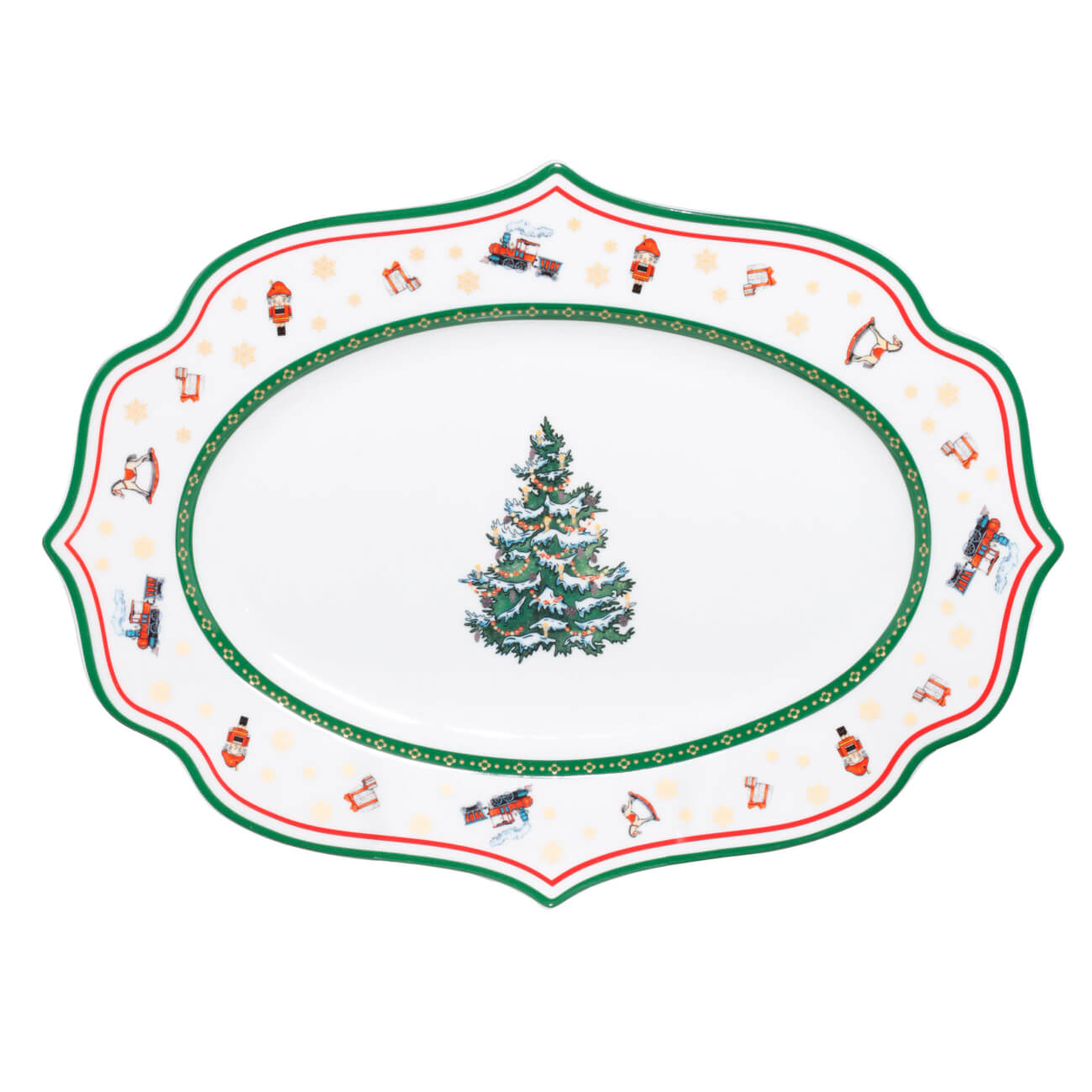 

Блюдо, 34x25 см, фарфор N, овальное, белое, Елка и подарки, Family traditions