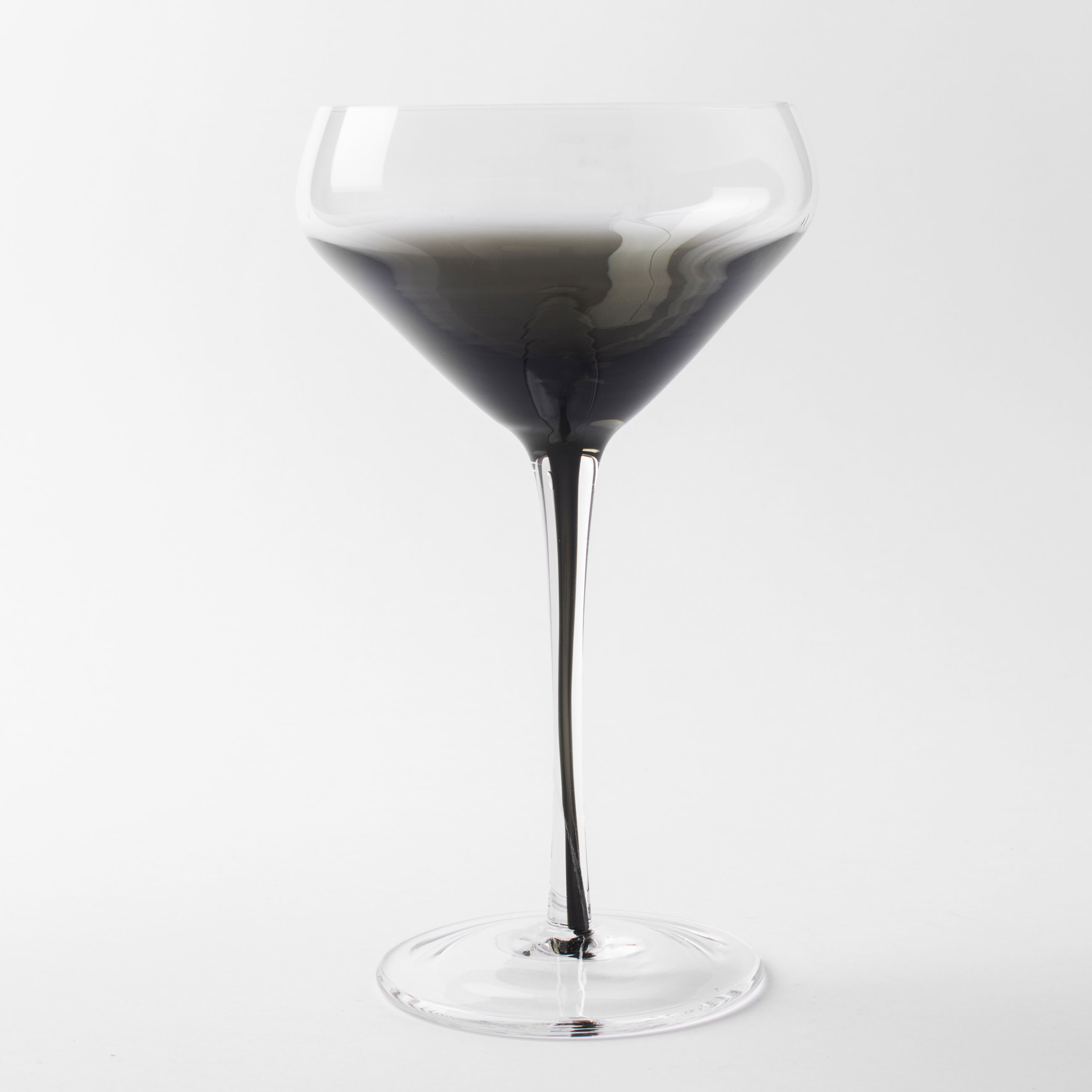 Бокал-креманка для шампанского, 280 мл, 2 шт, стекло, серый градиент, черная ножка, Stone color изображение № 5