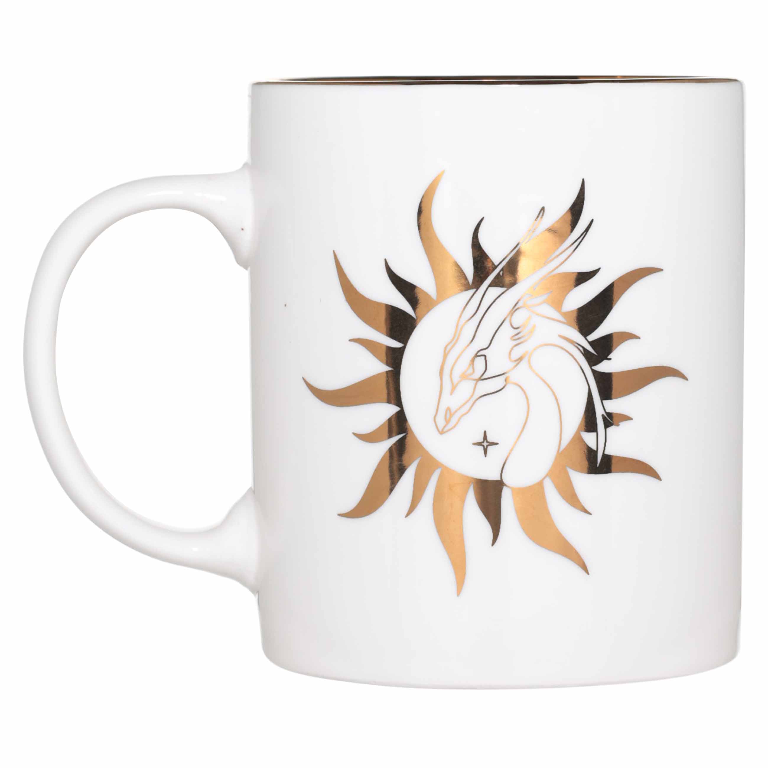 Кружка, 350 мл, фарфор N, молочно-золотистая, Дракон в солнце, Dragon leinor изображение № 2